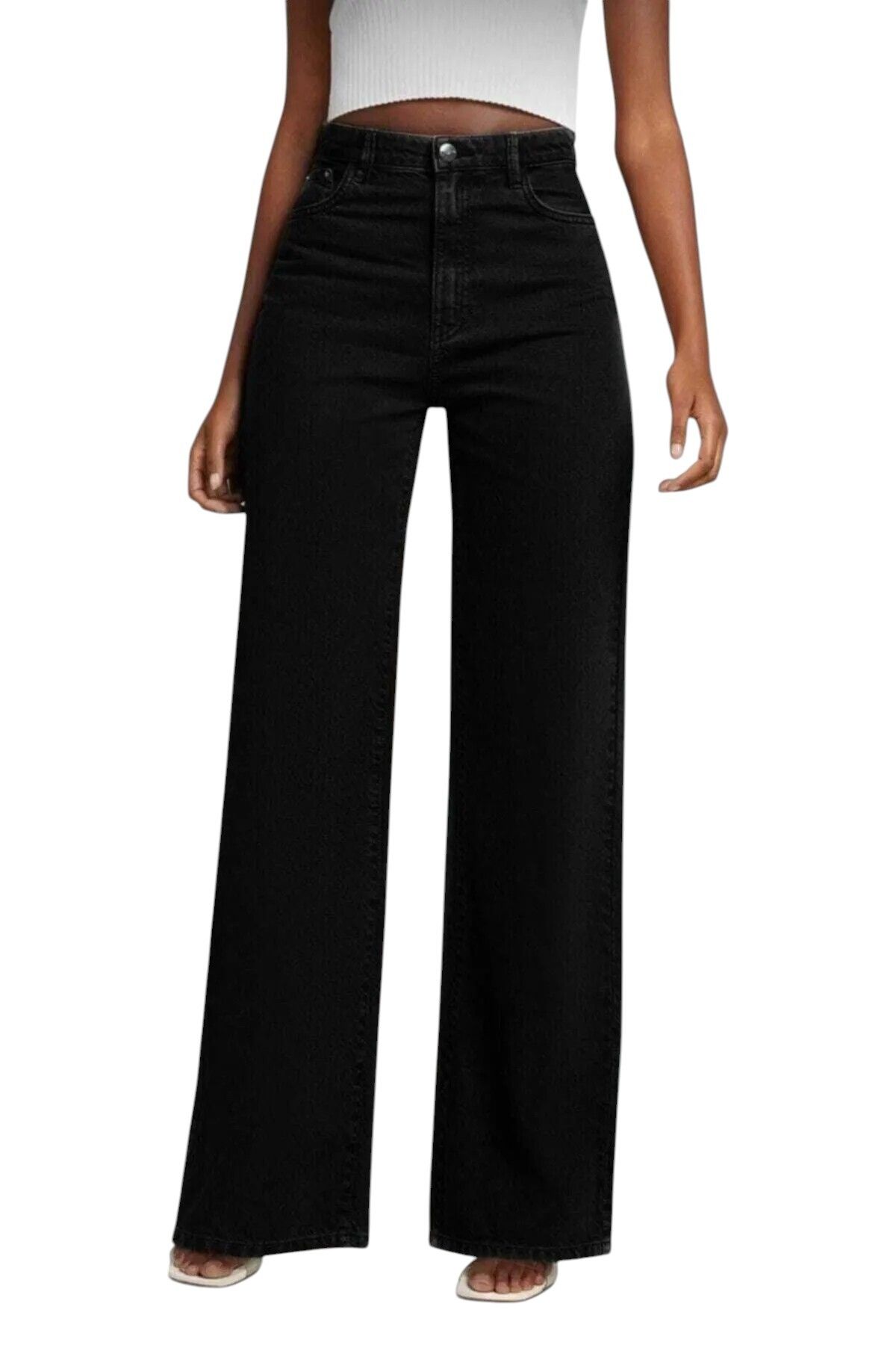 Ramrod Anna Siyah Bol Paça Palazzo Model Kot pantolon