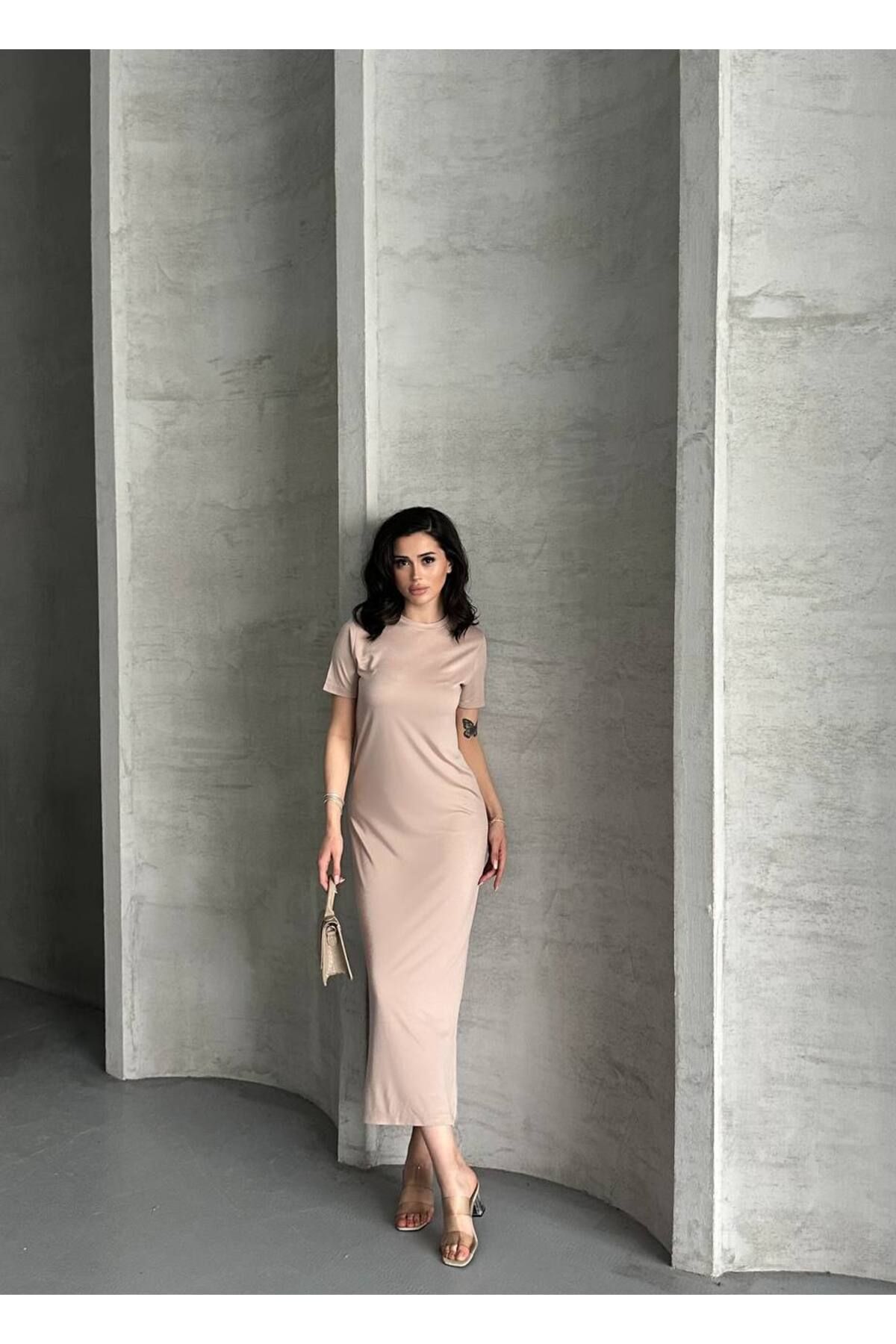 VOLT CLOTHİNG Kadın Modal Kumaş Basic Elbise