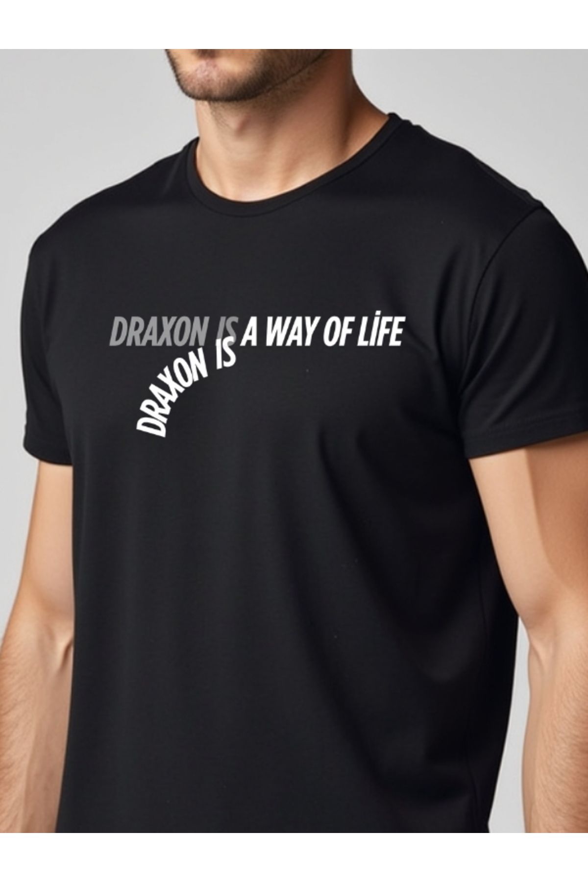 Draxon A+ Baskılı Bisiklet Yaka Basic Tişört (% Pamuk)