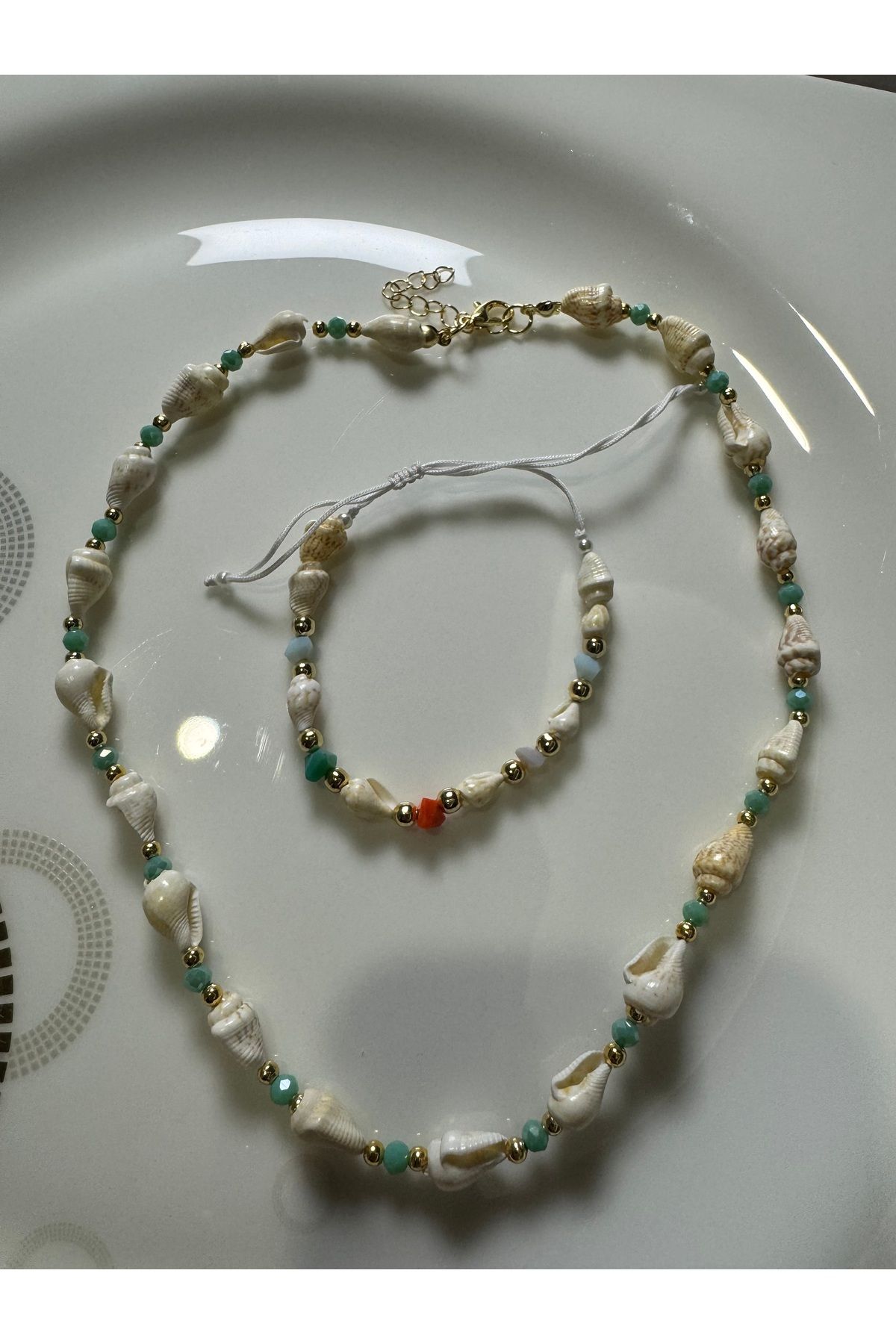 MODA Kadın Yazlık Deniz Kabuğu ve Boncuklu Takı Seti - Kolye & Bileklik