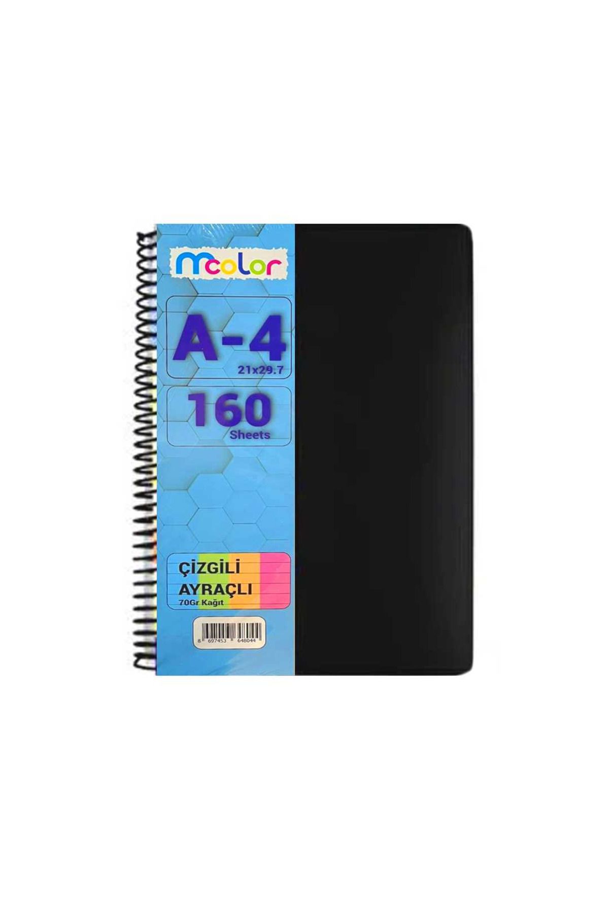 Art Tone MCOLOR DEFTER A4 SERT KAPAK SPİRALLİ 160 YP ÇİZGİLİ RENKLİ KENAR