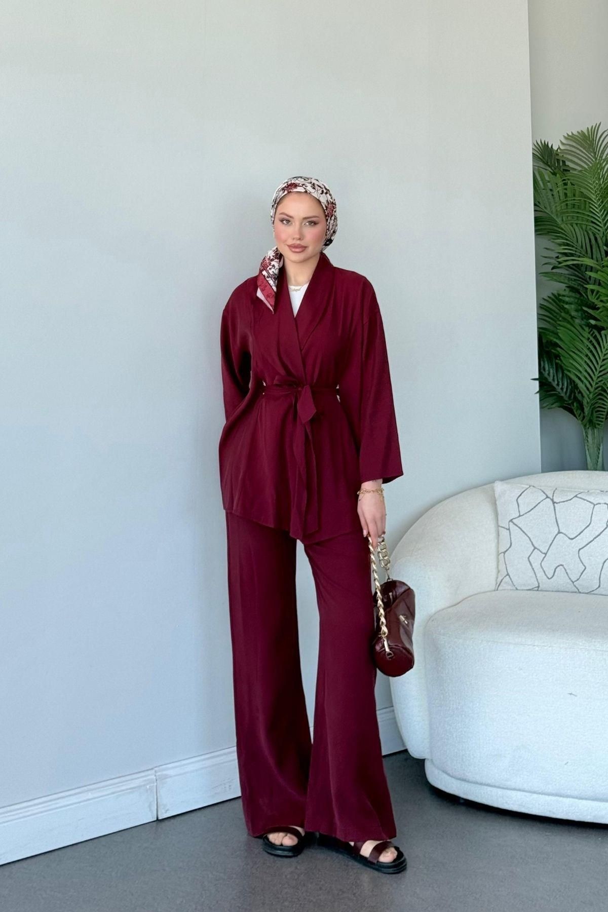HAZA MODA Deniz İkili Takım Bordo