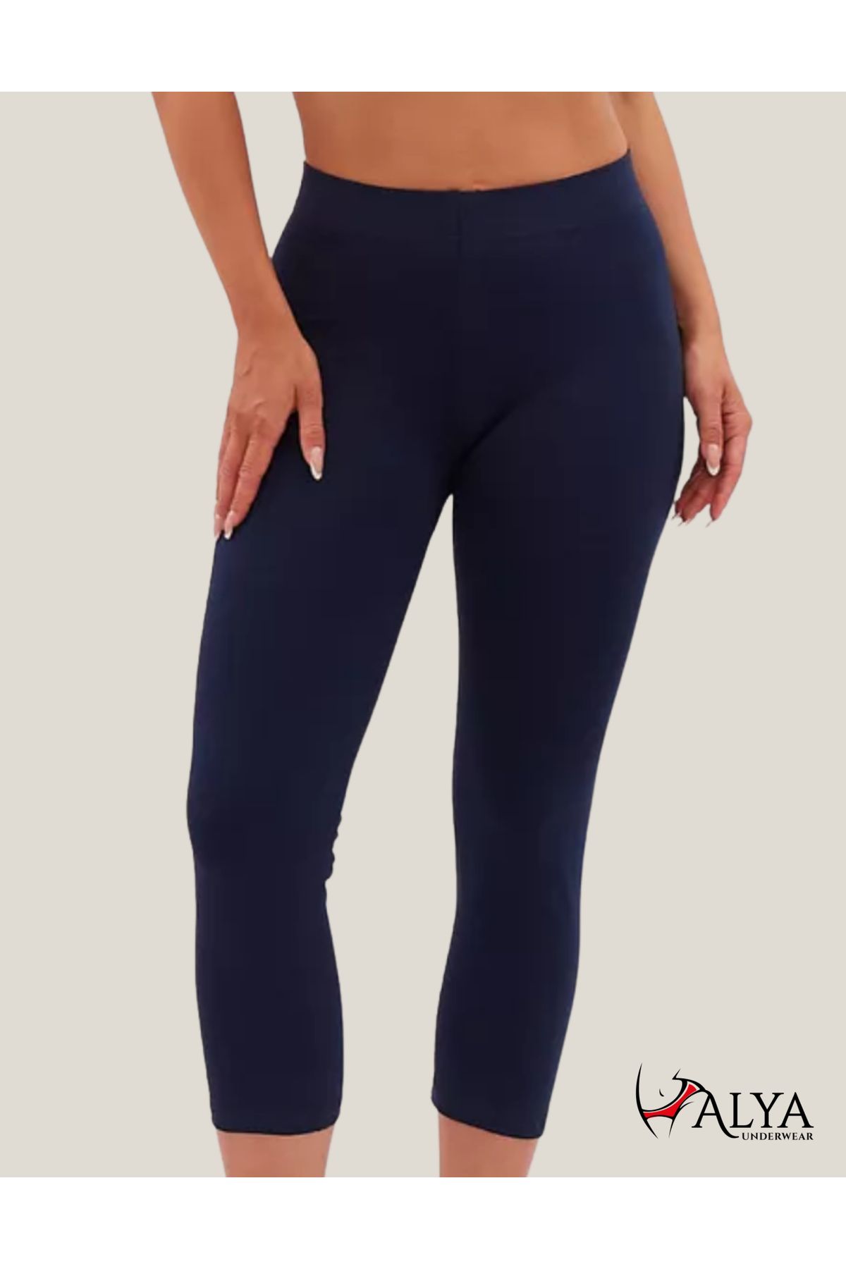 ALYA UNDERWEAR Diz Altı Kapri Tayt Yüksek Bel Likralı Dalgıç Kumaş