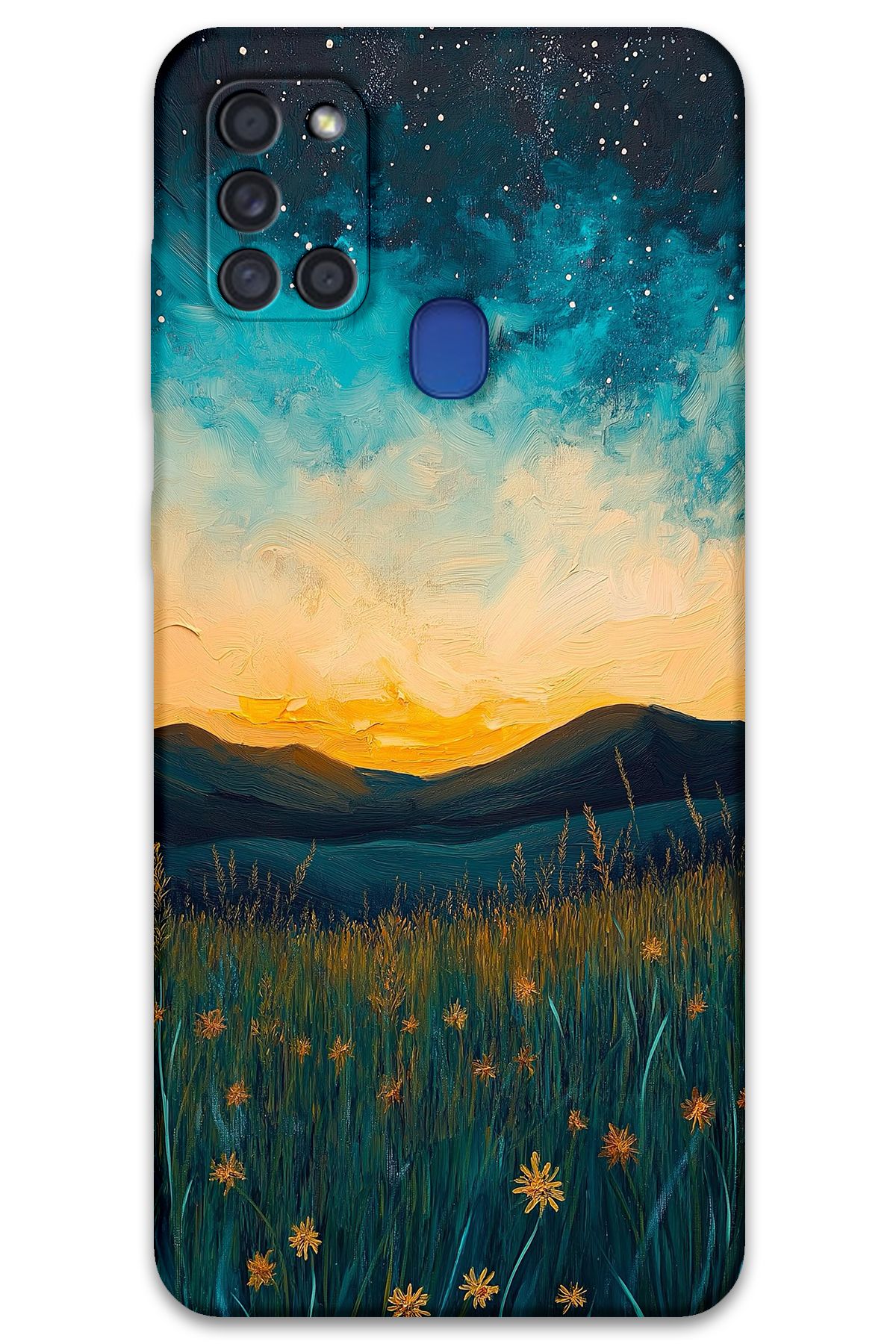 Gramaphone Galaxy A21s Uyumlu Uzay Desenli Telefon Kılıfı + Ekran Koruyucu - 5871