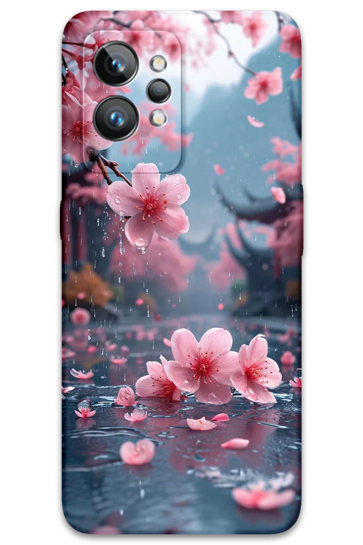 Gramaphone Realme GT 2 Pro Uyumlu Çiçek Desenli Telefon Kılıfı + Ekran Koruyucu - 5794