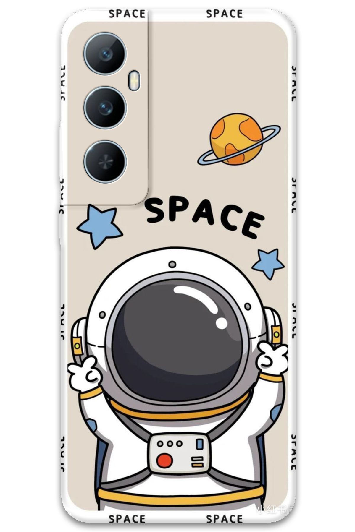 Gramaphone Realme C65 Uyumlu Astronot Desenli Telefon Kılıfı + Ekran Koruyucu - 5865