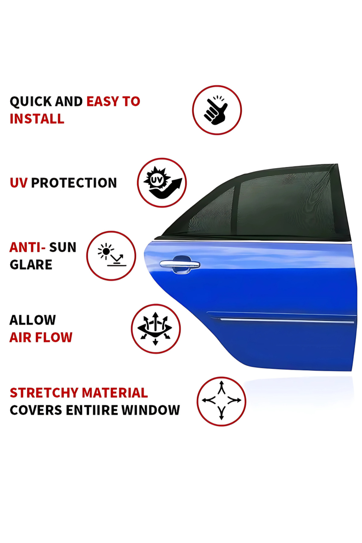 figiza Araç Ön Yan Cam Güneşlik–UV Koruma Isı ve Güneş Engelleyici Sineklik Bebek Emzirme Perdesi (2 Adet) fotoğrafı 4 (önizleme)