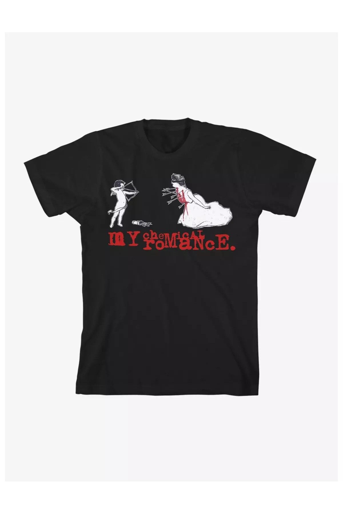 DEEFWEAR Siyah My Chemical Romance Cupid Boyfriend Ön Baskılı Unisex Oversize Tshirt