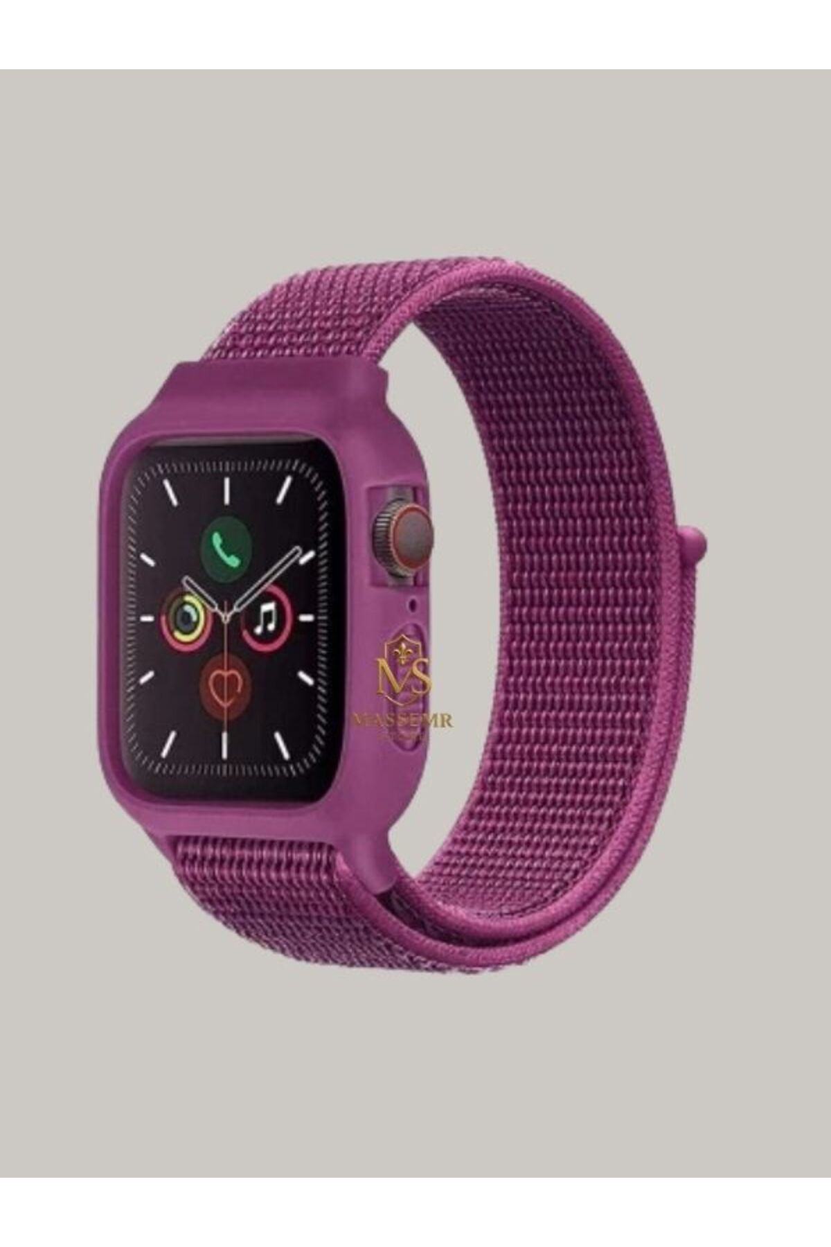Massemr Apple Watch 40mm Uyumlu Hasırlı Cırtcırtlı Manyetik Kasalı Akıllı Saat Kordonu