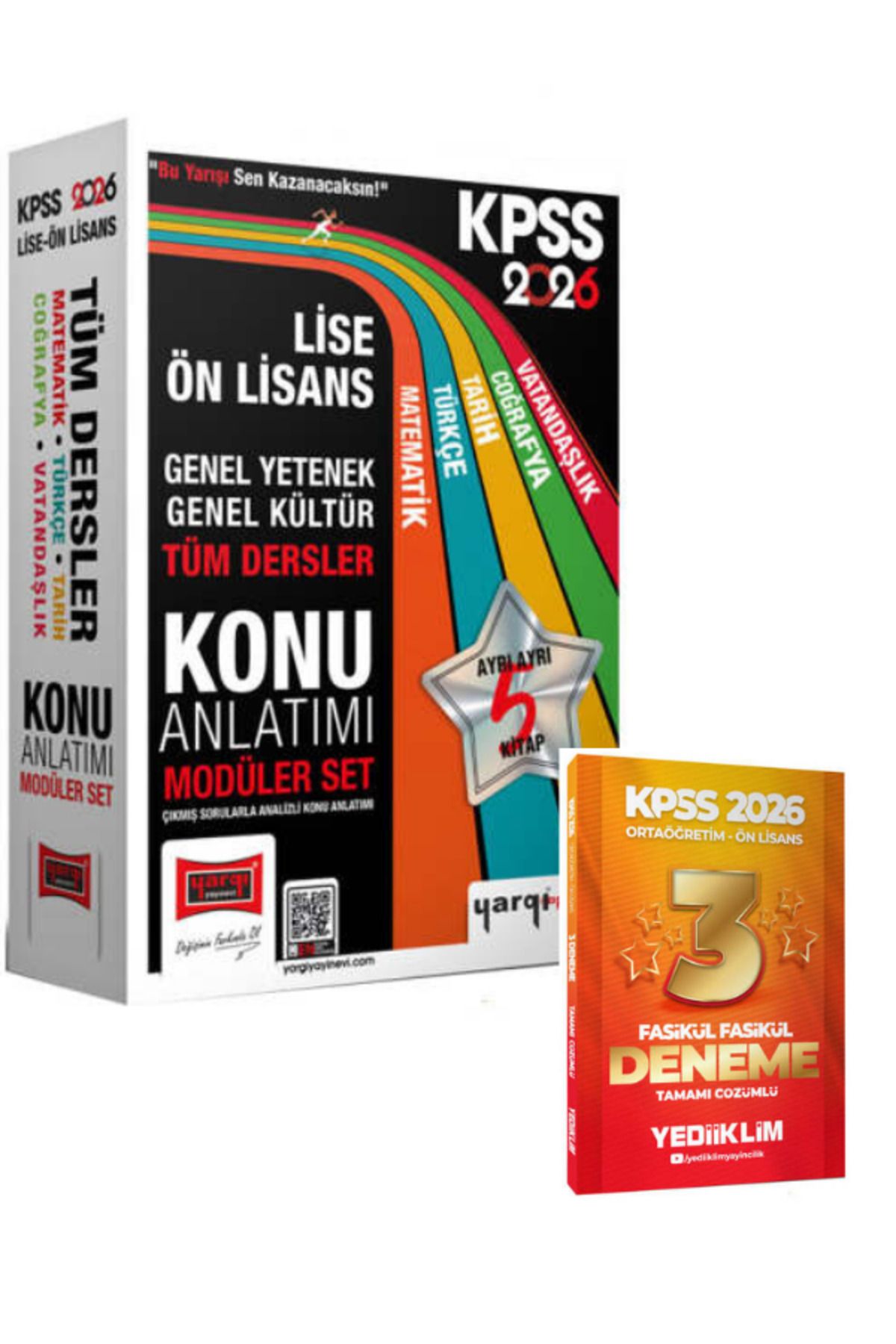 Yargı Yayınları 2026 KPSS Ön Lisans Lise GK-GY Tüm Dersler Konu Anlatımı Modüler Set (5 Kitap) ve 3 deneme