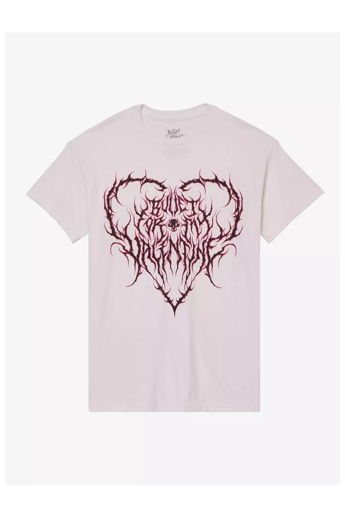 DEEFWEAR Beyaz Bullet For My Valentine Metal Heart Ön Baskılı Unisex Oversize Tshirt
