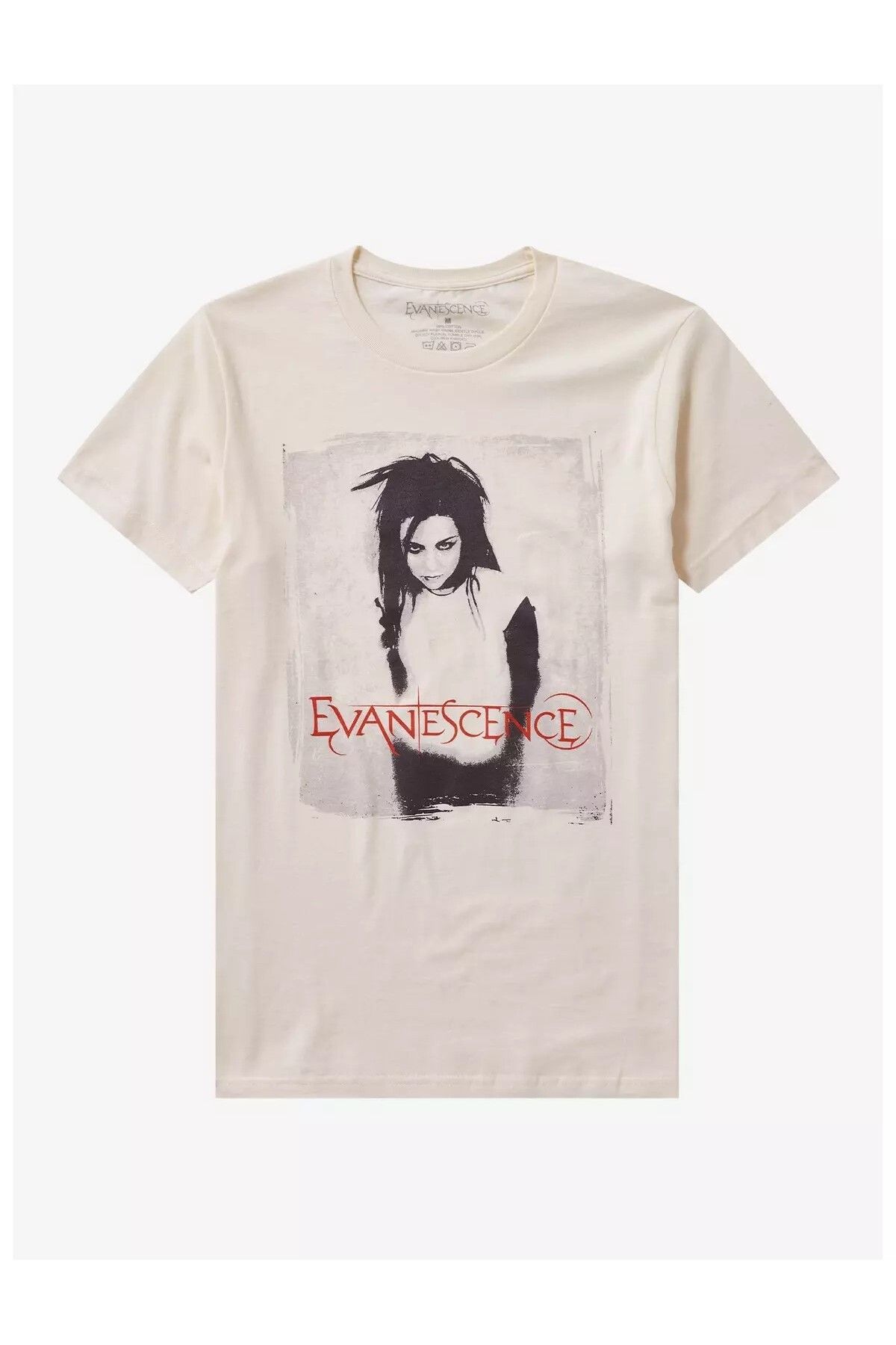 DEEFWEAR Bej Evanescence Amy Lee Portrait Ön Baskılı Unisex Oversize Tshirt