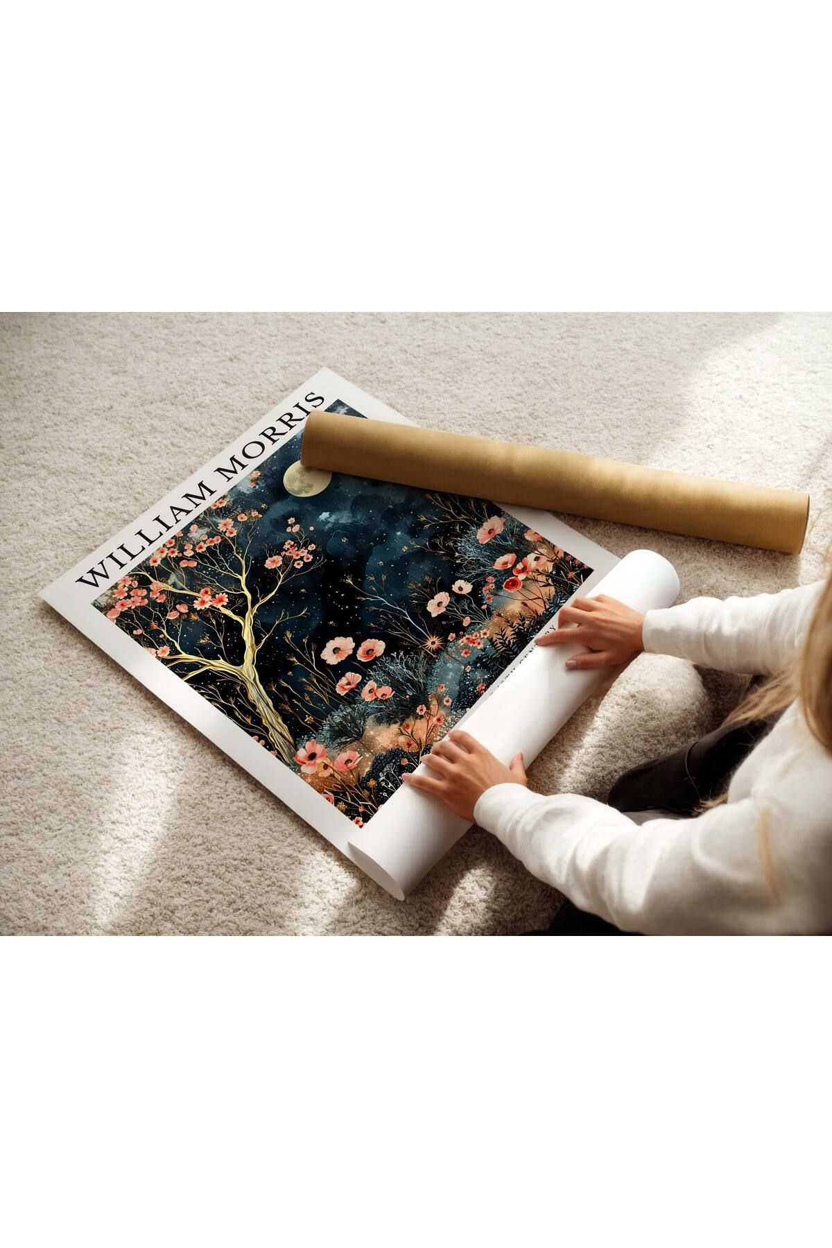 SEON UNIQUE 1 Adet William Morris Tarzı Mistik Gece Manzaralı Poster