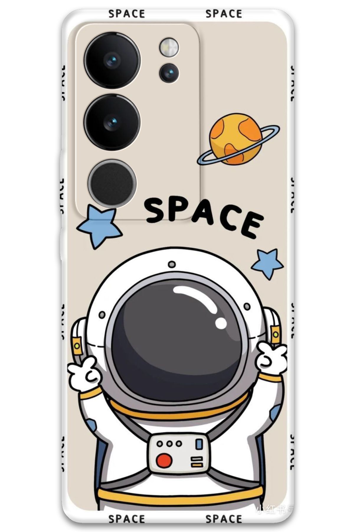 Gramaphone Vivo V29 Uyumlu Astronot Desenli Telefon Kılıfı + Ekran Koruyucu - 5865