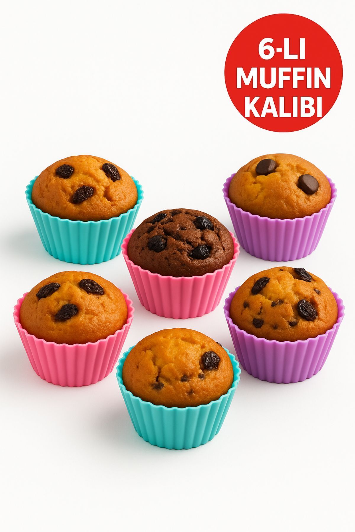 TOYFEST Pratik Silikon Muffin Kalıbı - 6’lı Set