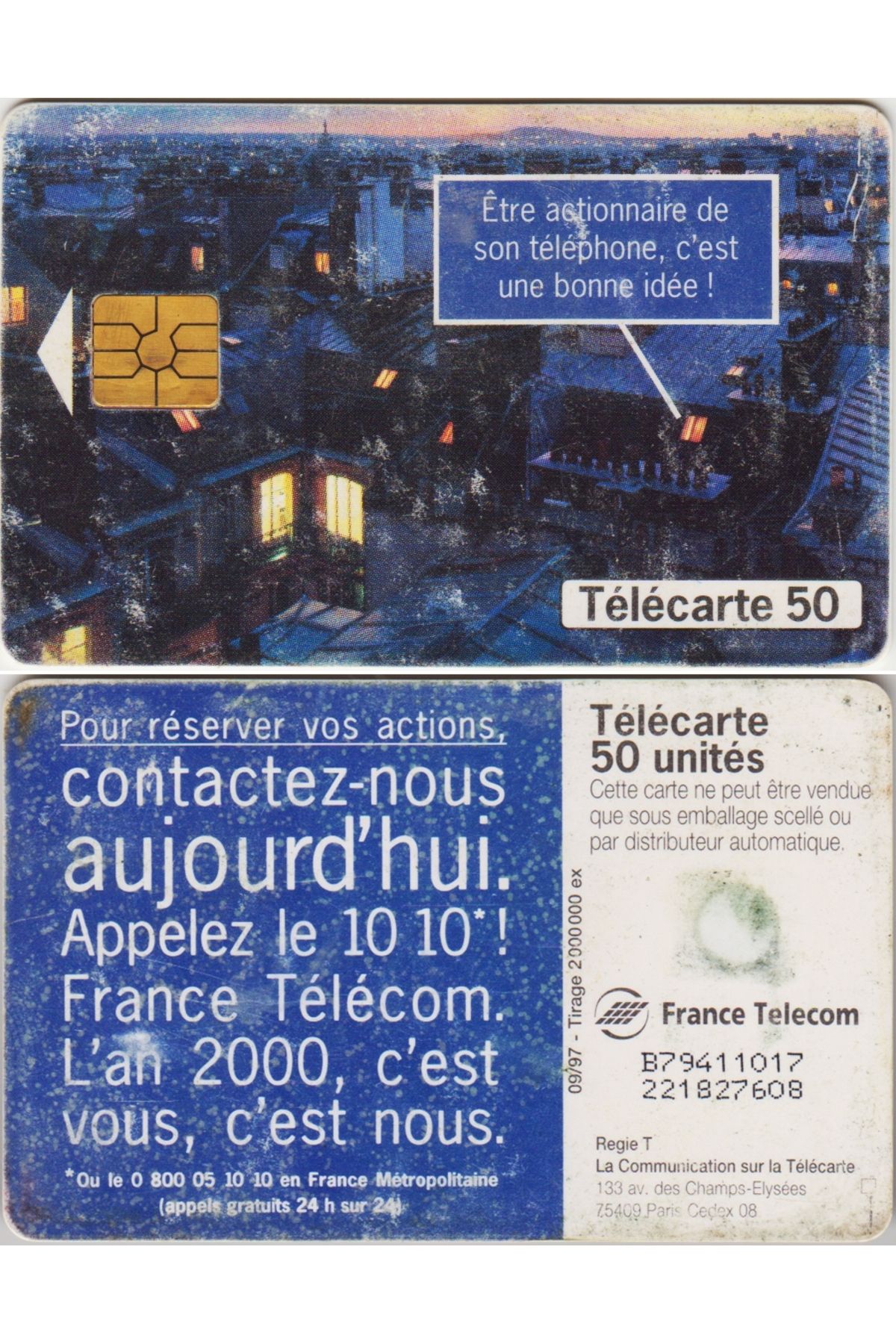 Banknoting FRANSA ESKİ TELEFON KARTI 1997 YIPRANMIŞ. Hediyelik