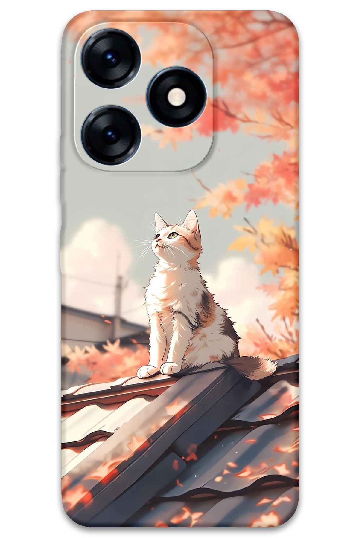 Gramaphone Tecno Spark 10c Uyumlu Kedi Desenli Telefon Kılıfı + Ekran Koruyucu - 5784