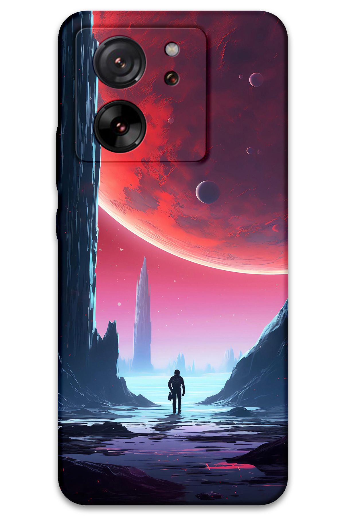 Gramaphone Xiaomi Mi 13T Pro Uyumlu Uzay Desenli Telefon Kılıfı + Ekran Koruyucu - 5860