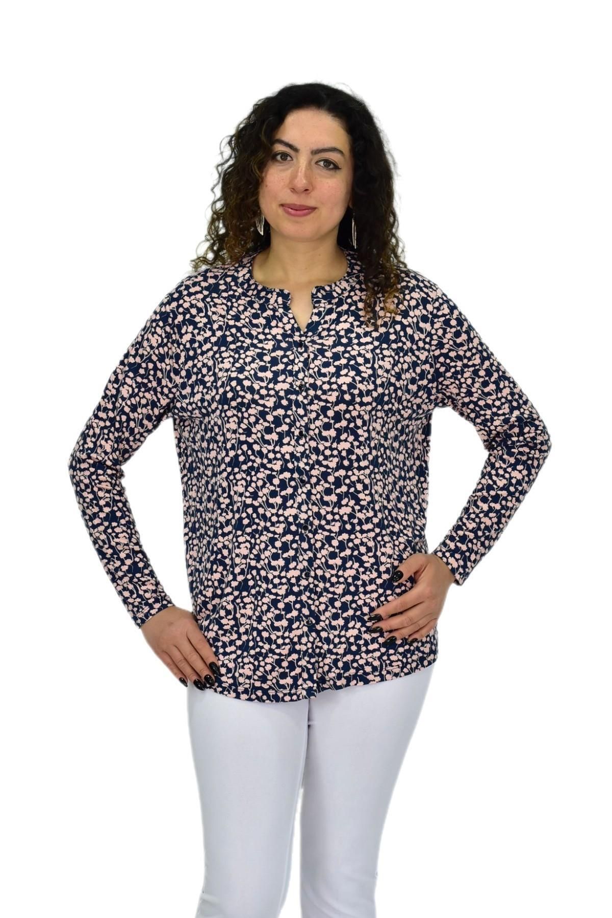 wearon tekstil Kadın Uzun Kol Düğmeli Bluz BGL-ST04683