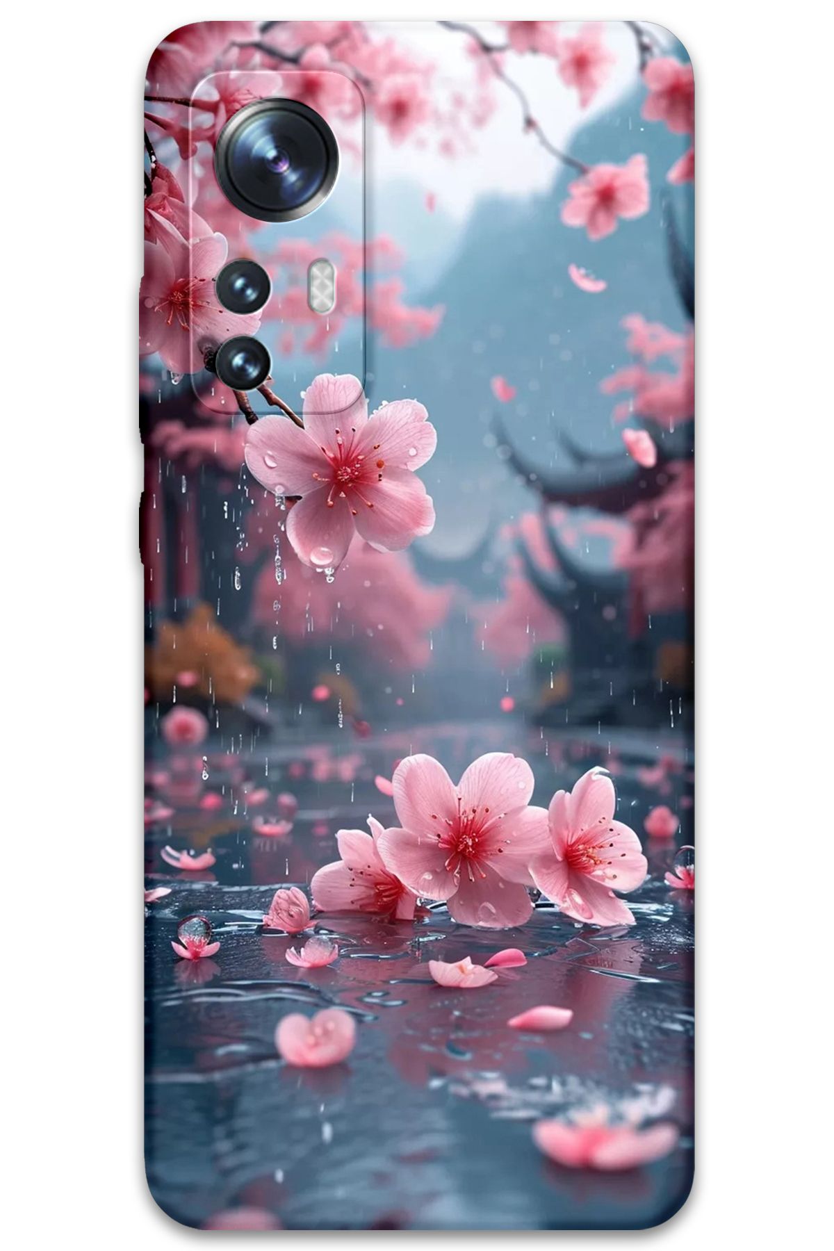 Gramaphone Xiaomi Mi 12 Uyumlu Çiçek Desenli Telefon Kılıfı + Ekran Koruyucu - 5794