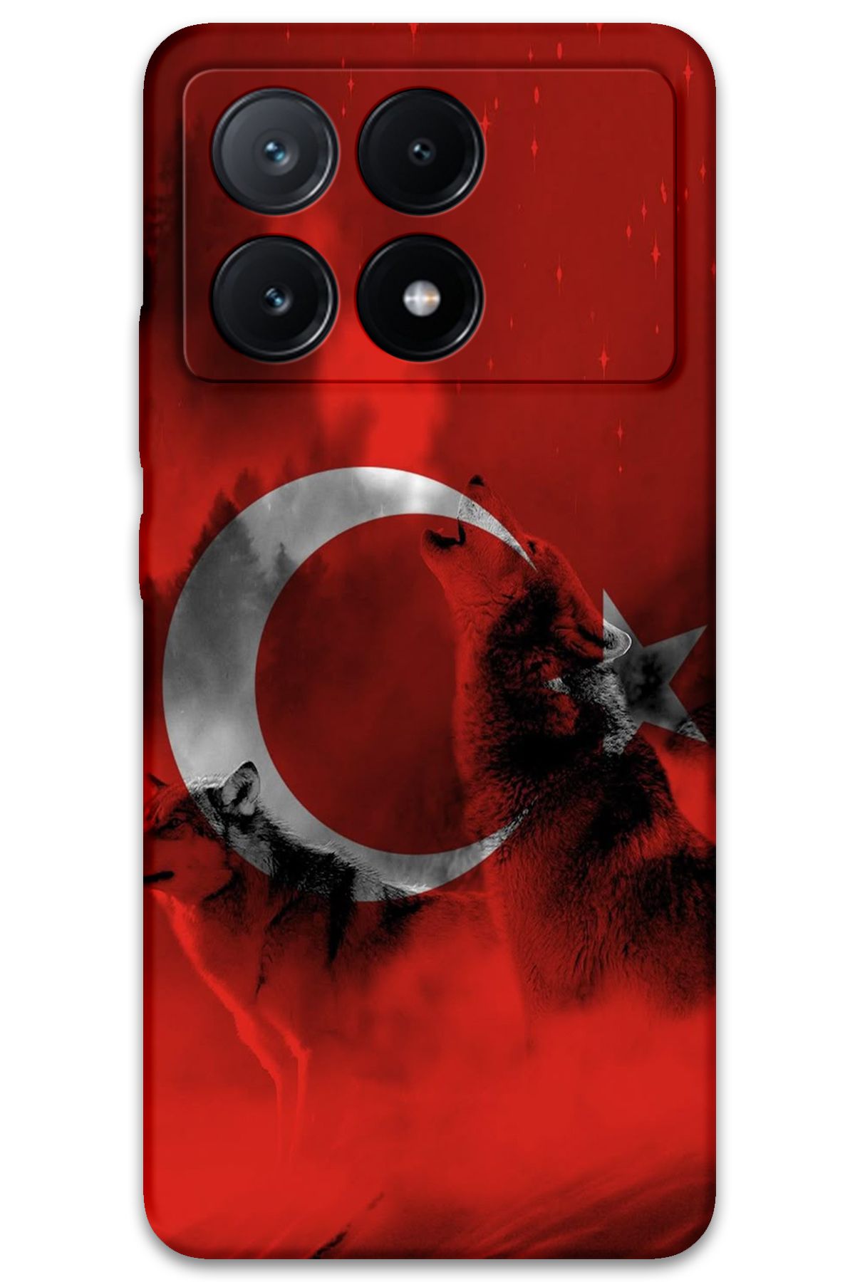 Gramaphone Poco x6 Pro Uyumlu Türk Bayrağı Desenli Telefon Kılıfı + Ekran Koruyucu - 5854