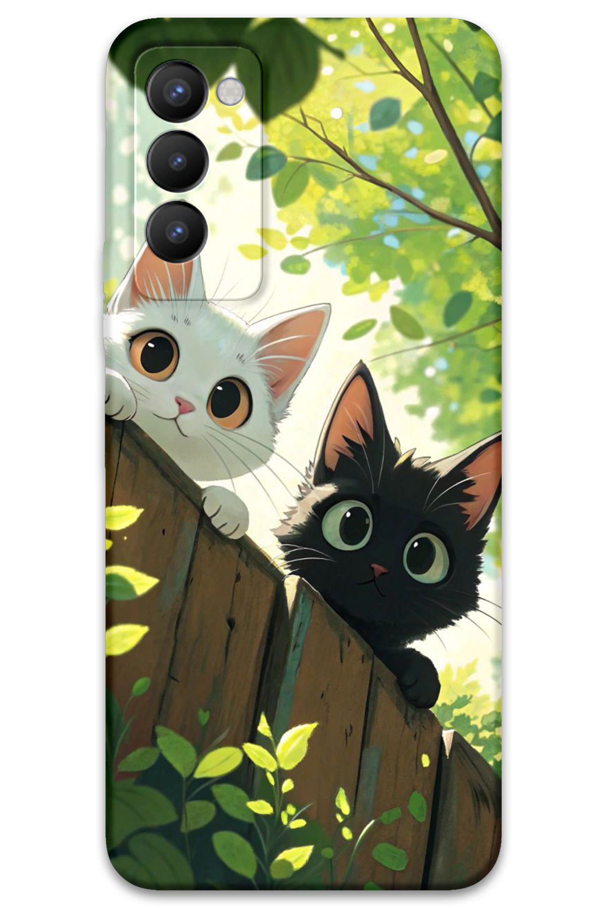 Gramaphone Tecno Camon 18 Uyumlu Kedi Desenli Telefon Kılıfı + Ekran Koruyucu - 5785