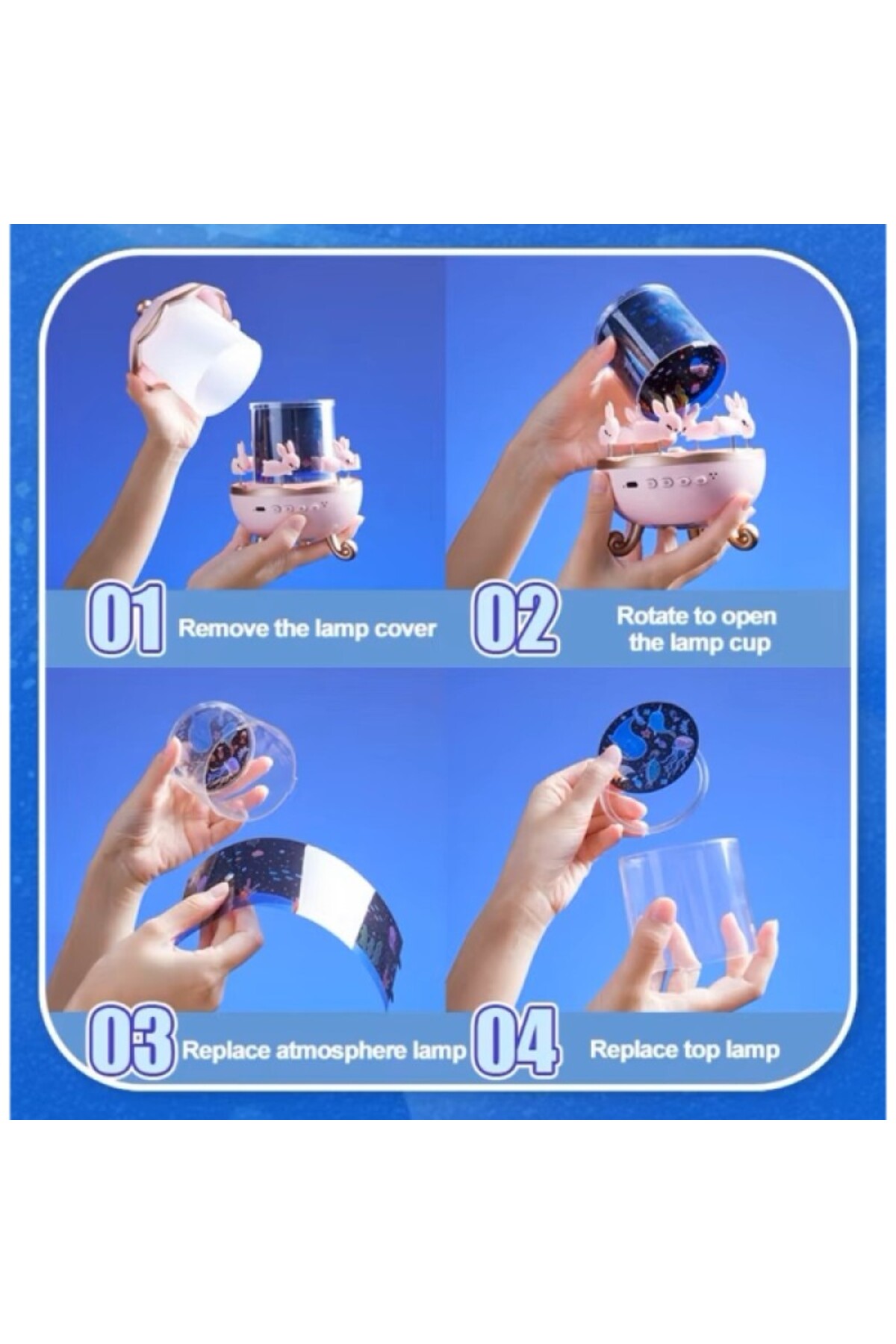 ATLT ATLANTİS TAVŞAN PROJEKSİYON LAMBA 12 FİLM USB BT HOPARLÖR YILDIZ GEVE LAMBASI BLUETOOTHLU ATLI KARINCA fotoğrafı 7 (önizleme)