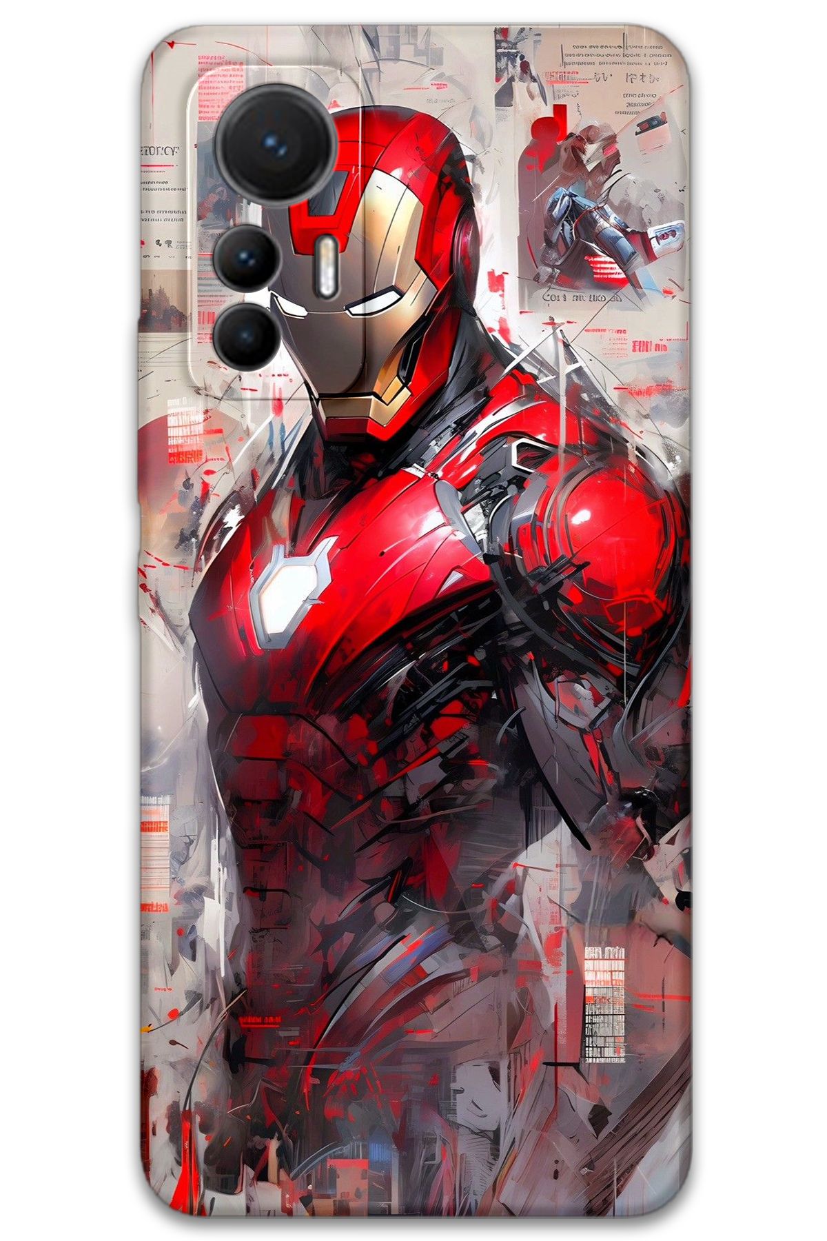 Gramaphone Xiaomi Mi 12 Lite Uyumlu İronman Desenli Telefon Kılıfı + Ekran Koruyucu - 5828