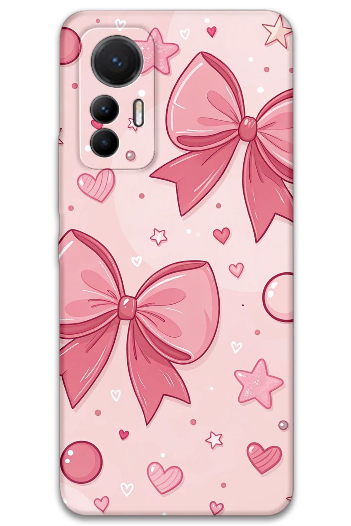 Gramaphone Xiaomi Mi 12 Lite Uyumlu Kurdele Desenli Telefon Kılıfı + Ekran Koruyucu - 5803