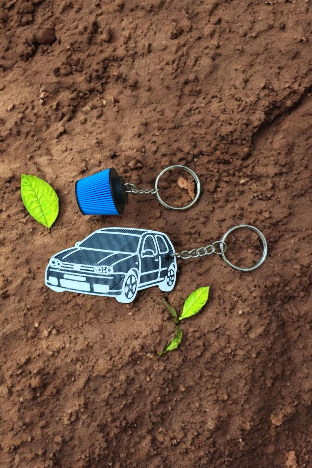 multiogz Golf MK4 R32 Anahtarlık Seti – 3D Yazıcı Üretimi Hava Filtresi ve Araba Temalı Tasarım