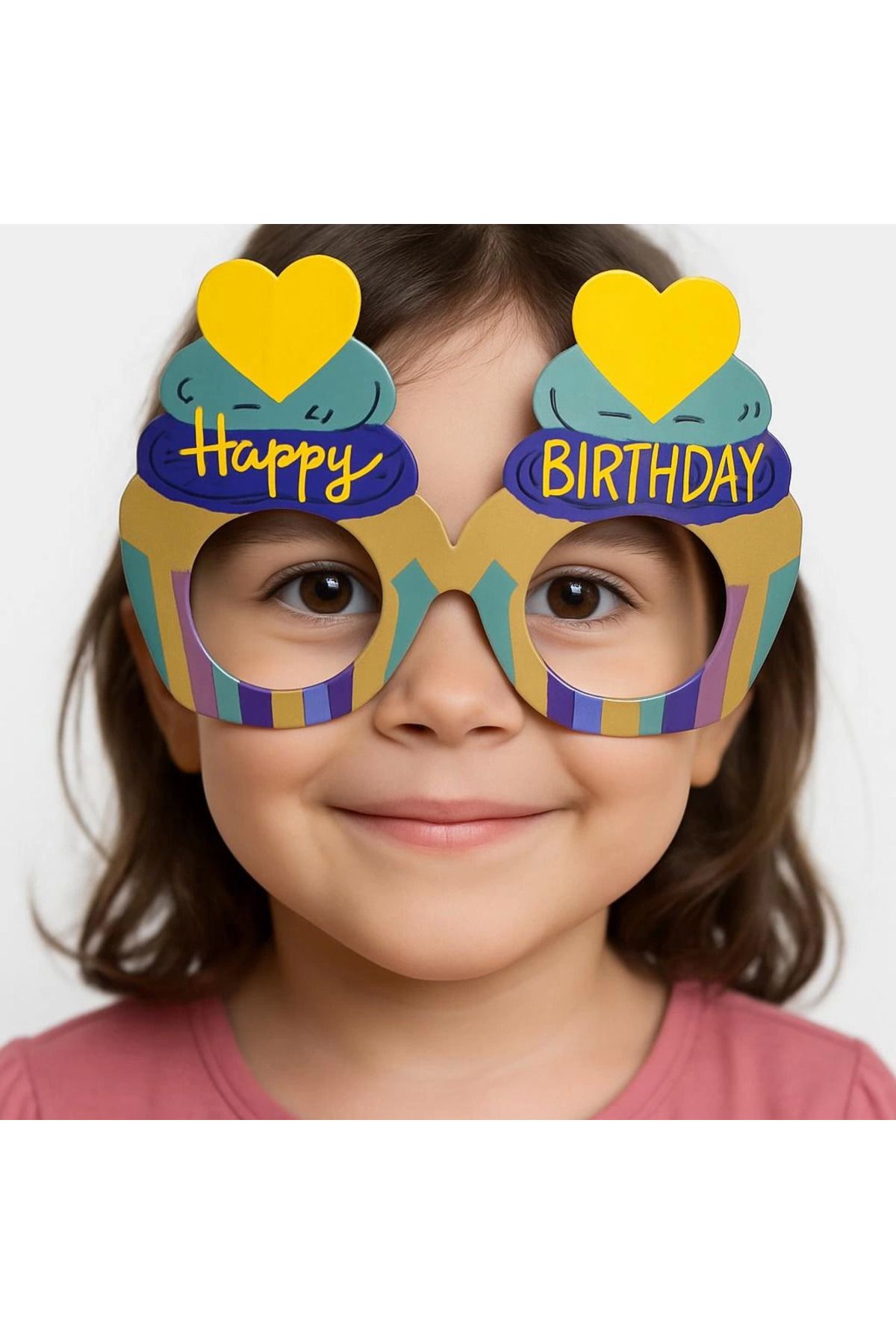 Yeni Nesil Toptancı - YNT Cupcake Temalı Doğum Günü Renkli Karton Happy Birthday Gözlüğü 6 Adet