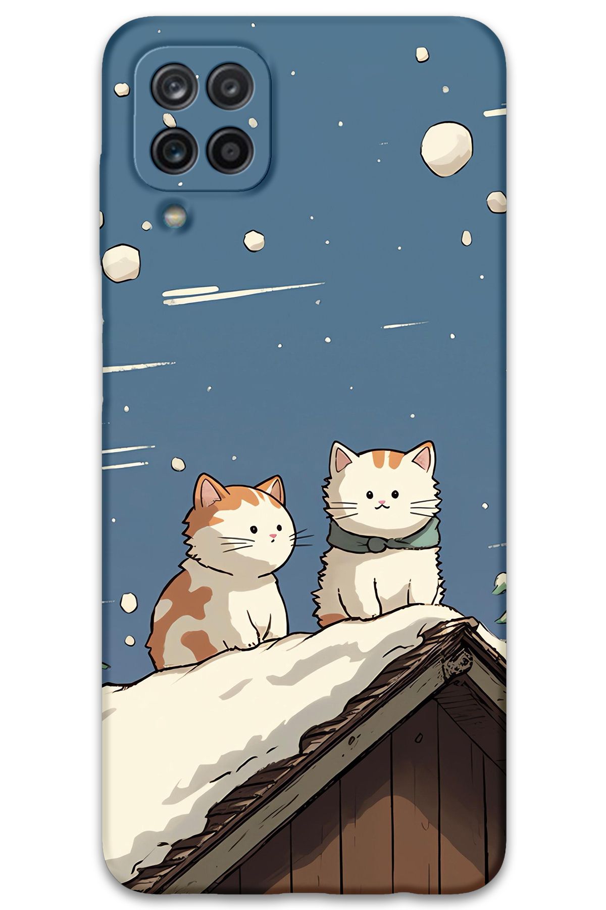 Gramaphone Galaxy M12 Uyumlu Kedi Desenli Telefon Kılıfı + Ekran Koruyucu - 5780