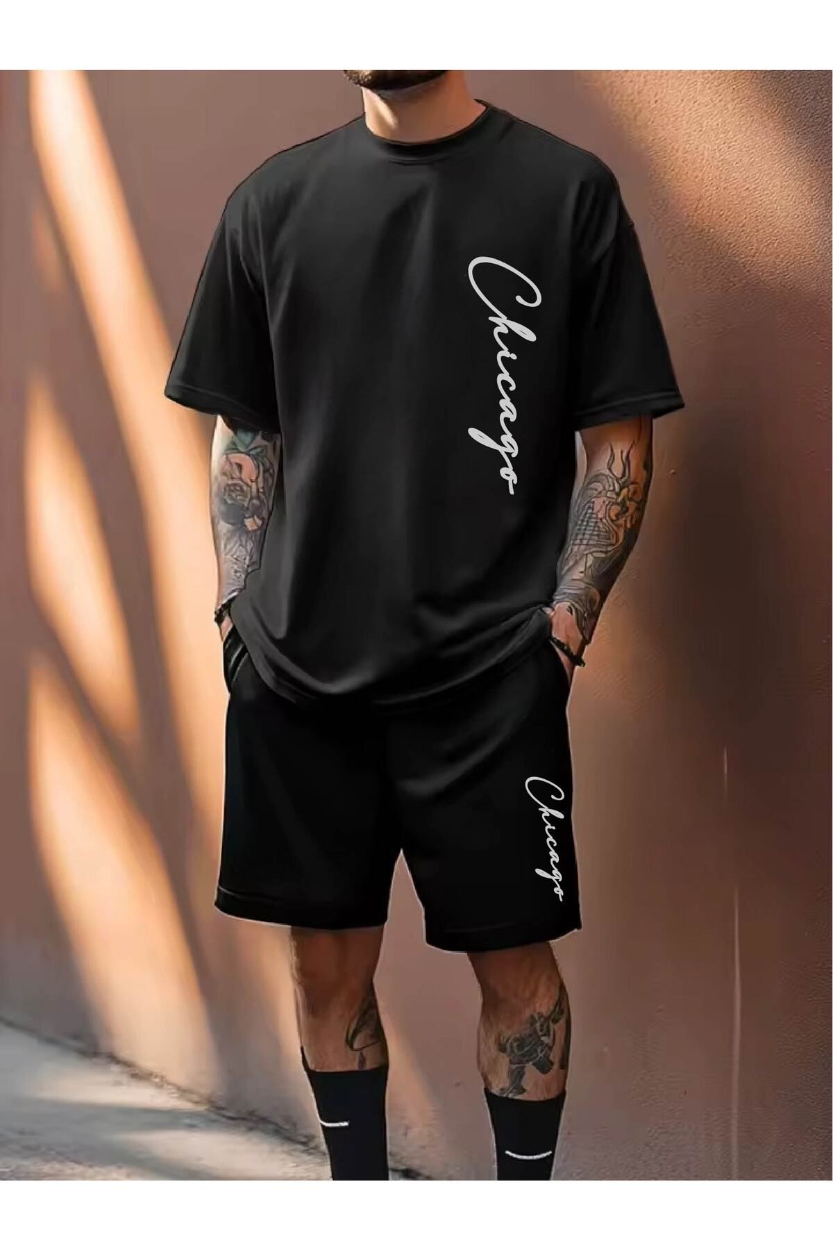 RawNox Kombin Serisi T-shirt/Şort Chicago Baskılı