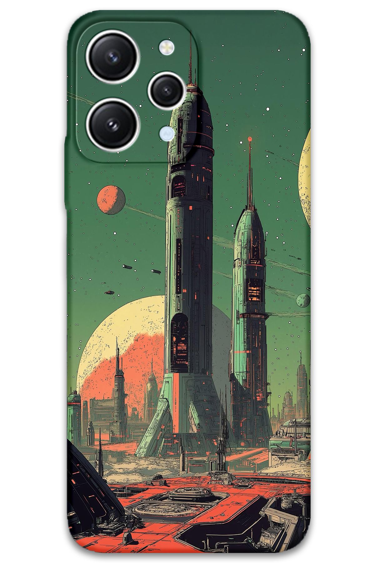 Gramaphone Xiaomi Redmi 12 Uyumlu Uzay Desenli Telefon Kılıfı + Ekran Koruyucu - 5870