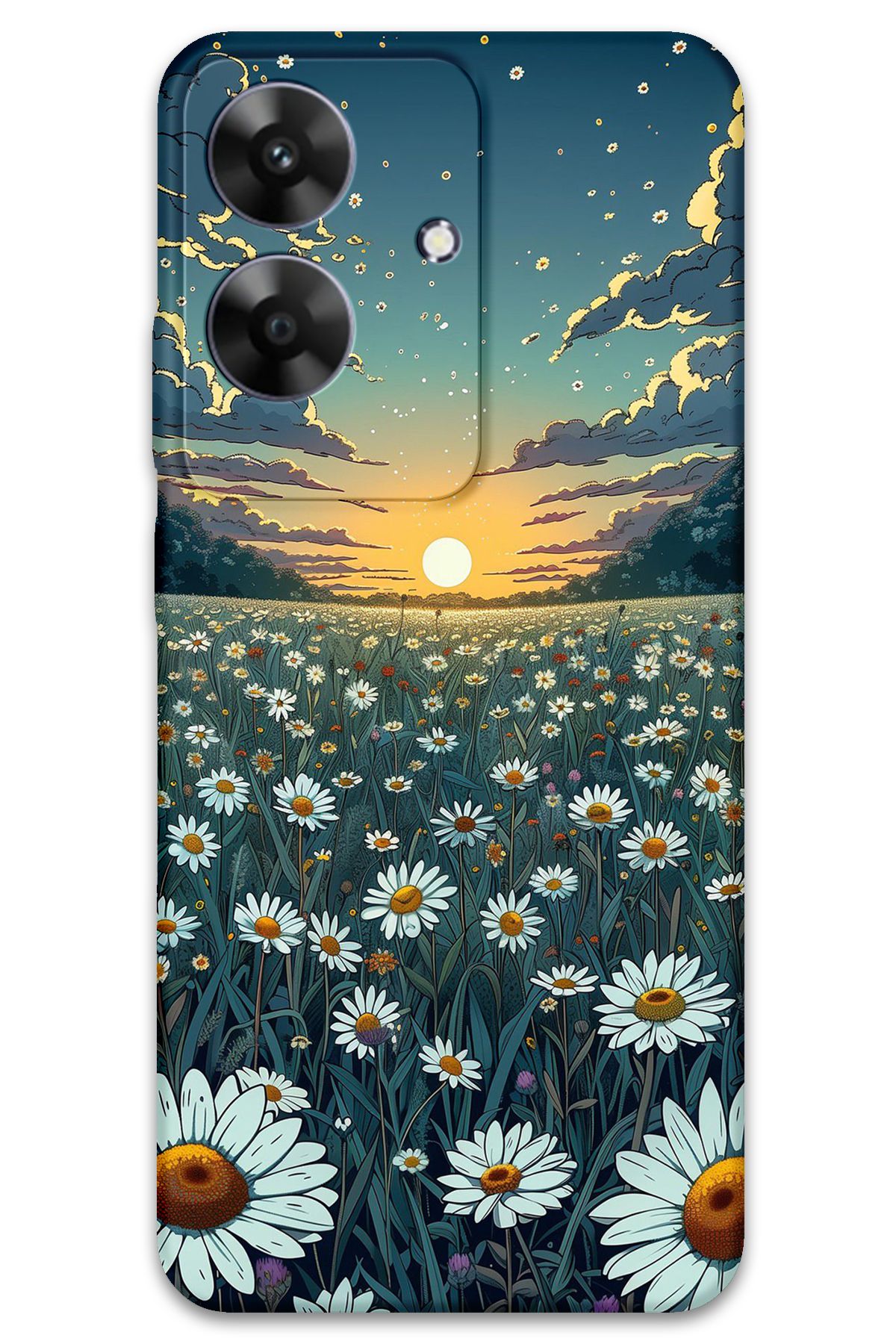 Gramaphone Realme Note 60 Uyumlu Çiçek Desenli Telefon Kılıfı + Ekran Koruyucu - 5792