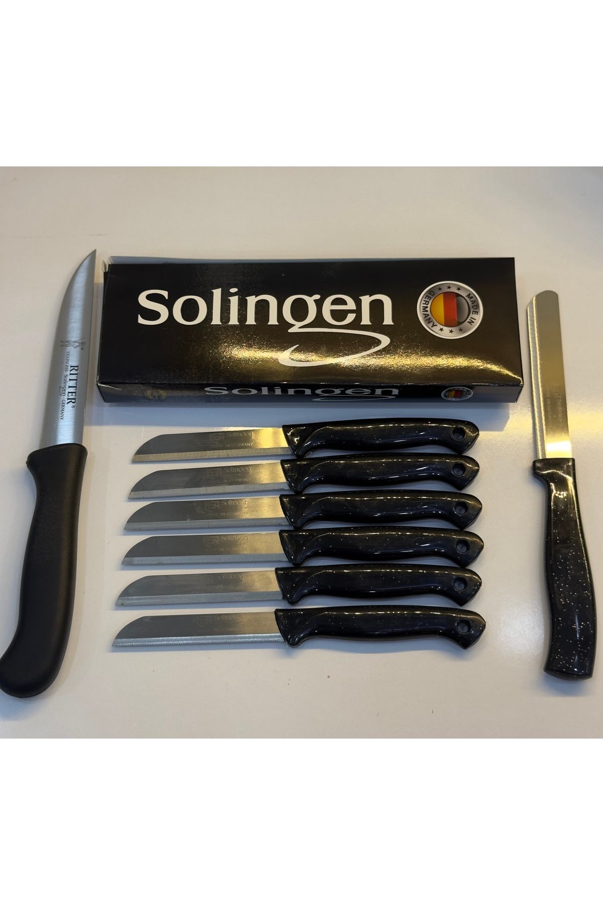 vanilinkitchen Solingen Siyah Simli Meyve Doğrama Ve Kasap Bıçağı Seti