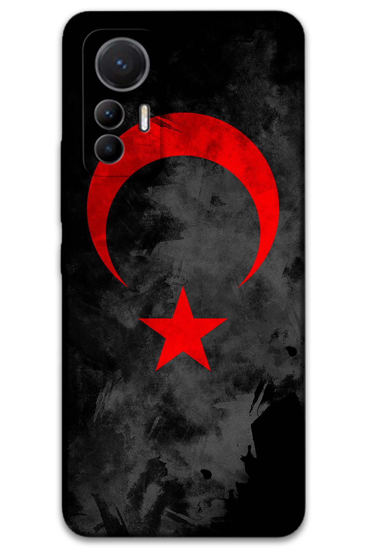 Gramaphone Xiaomi Mi 12 Lite Uyumlu Türk Bayrağı Desenli Telefon Kılıfı + Ekran Koruyucu - 5852