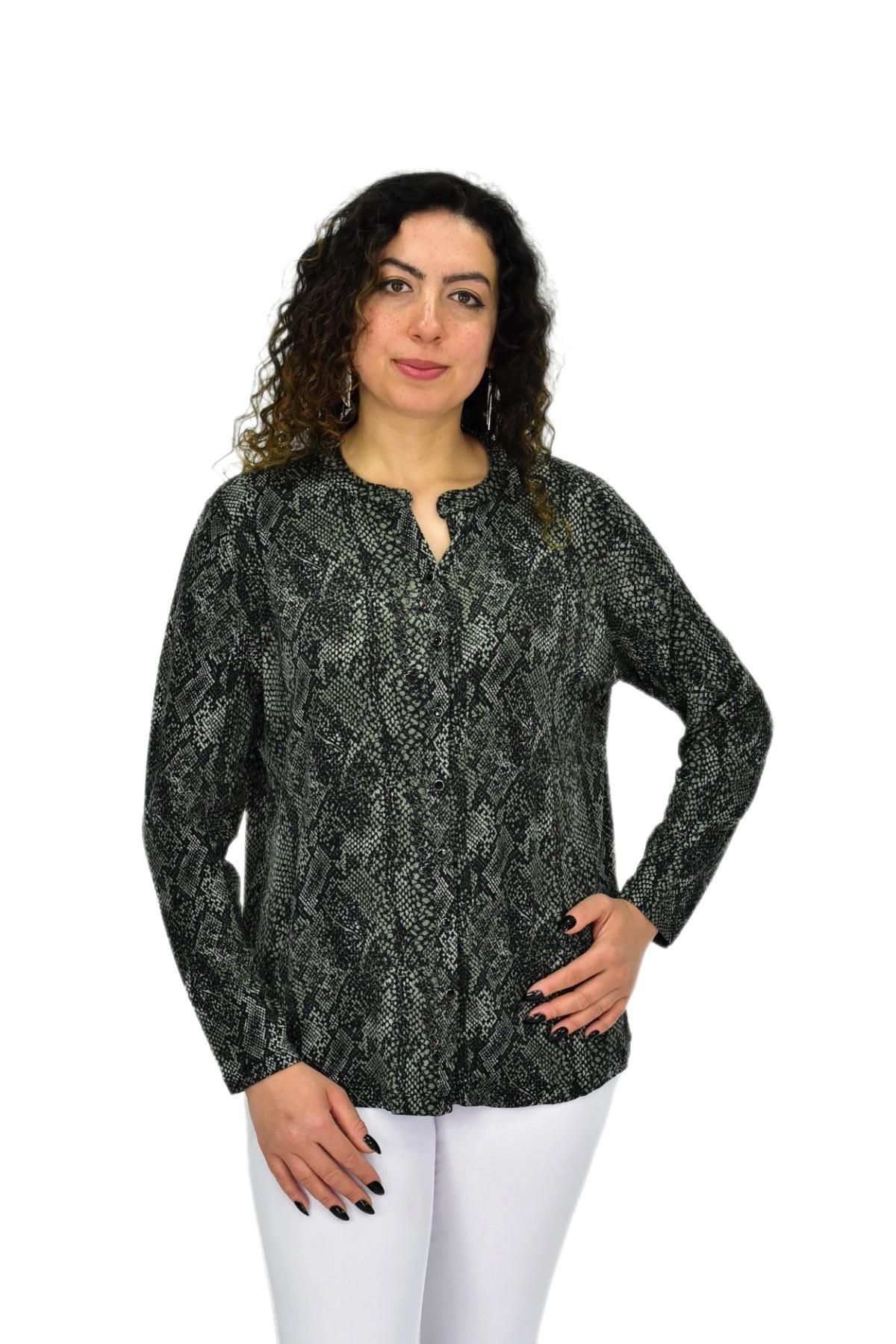 wearon tekstil Kadın Uzun Kol Düğmeli Bluz BGL-ST04685