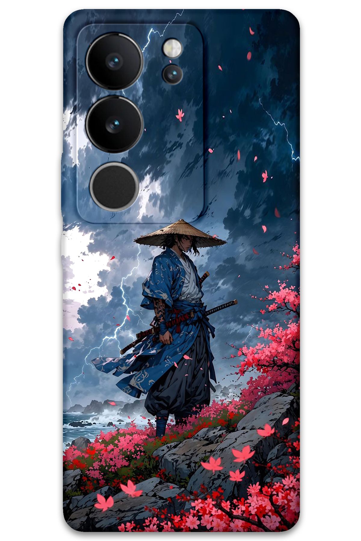 Gramaphone Vivo V29 Uyumlu Samuray Desenli Telefon Kılıfı + Ekran Koruyucu - 5825
