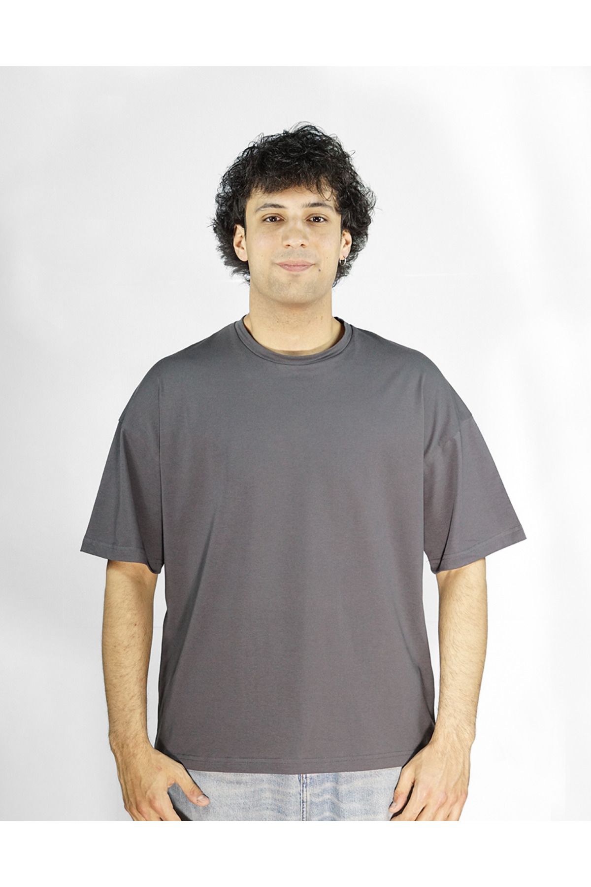 duck store Basic | Premium Gri Renk Erkek T-shirt | Oversize