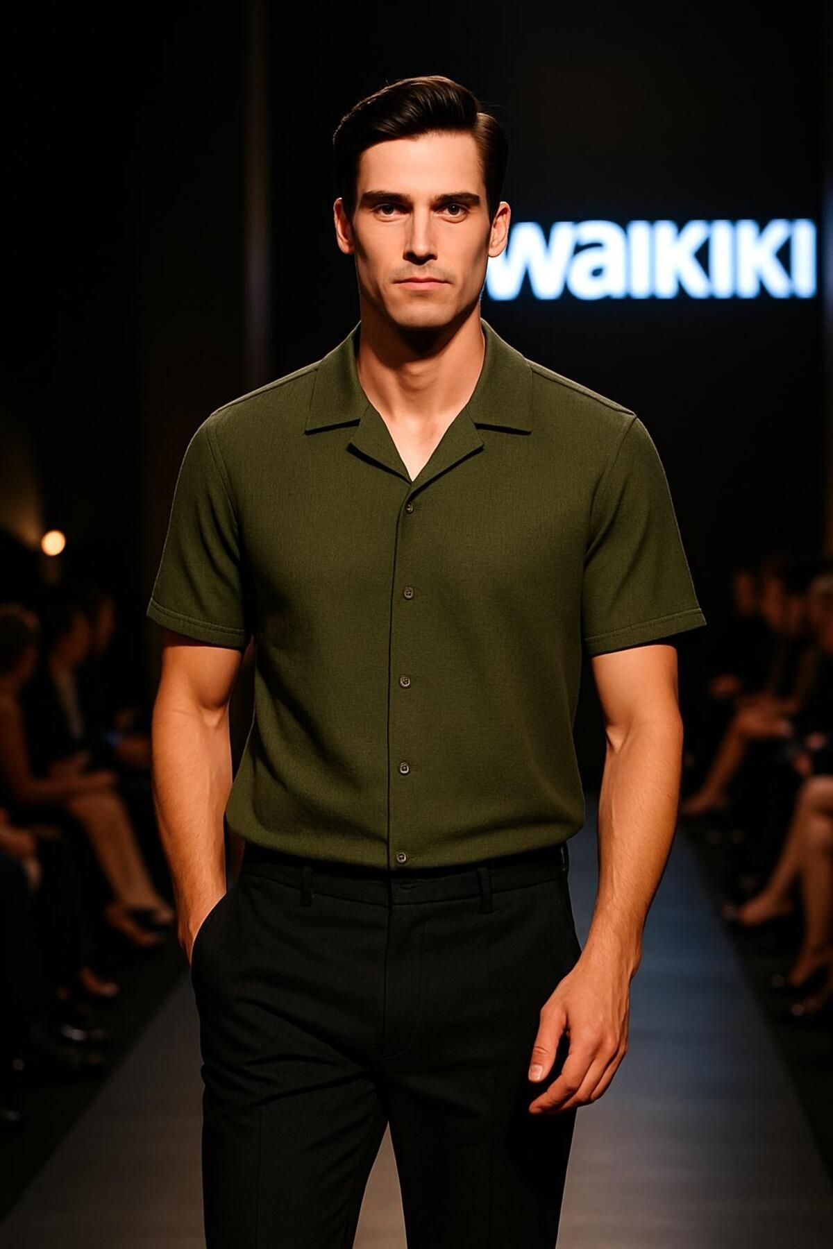 LC Waikiki %100 Pamuk Ütü İstemeyen Waffle Kumaş Kısa Kollu Düğmeli Yazlık Erkek Gömlek