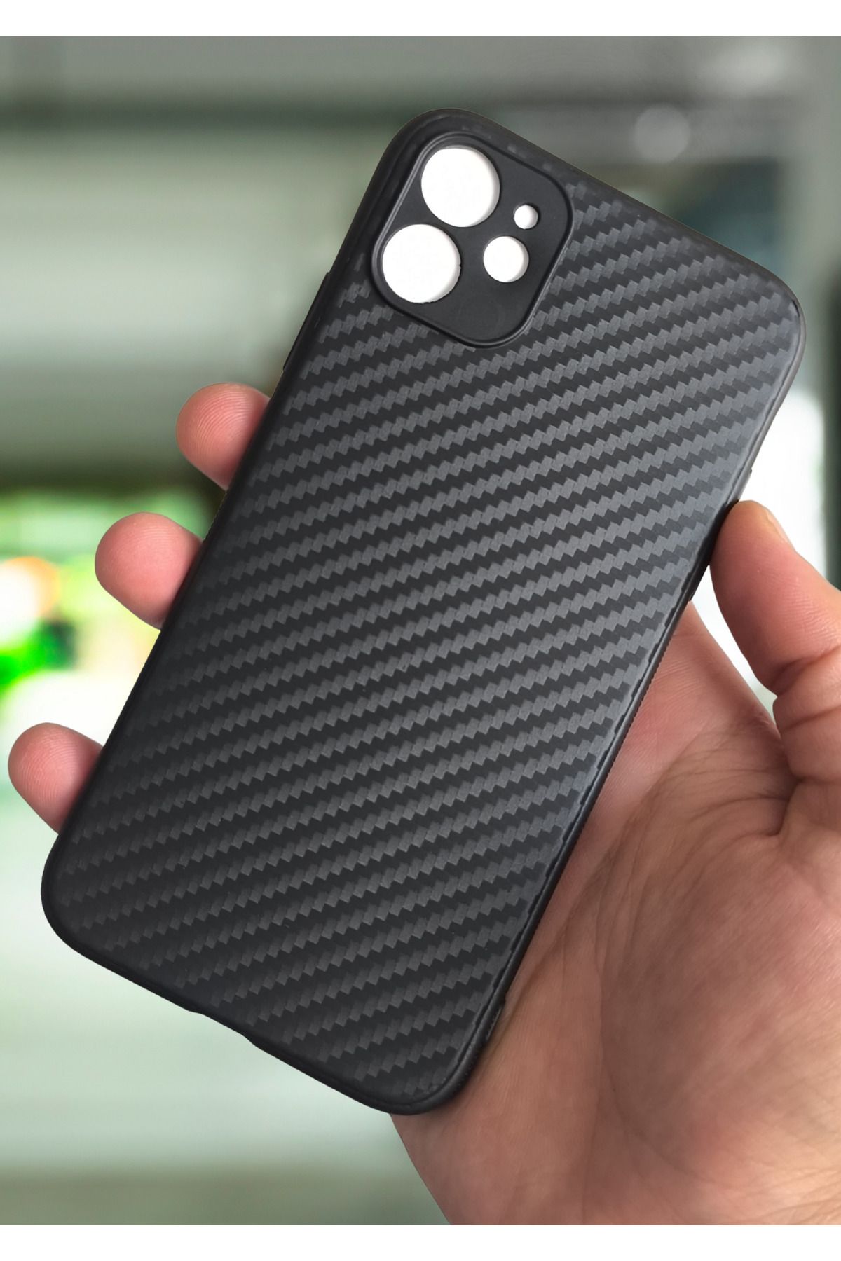 BCASE İphone 11 Kılıf Karbon Fiber Tasarımlı Kamera Korumalı Silikon