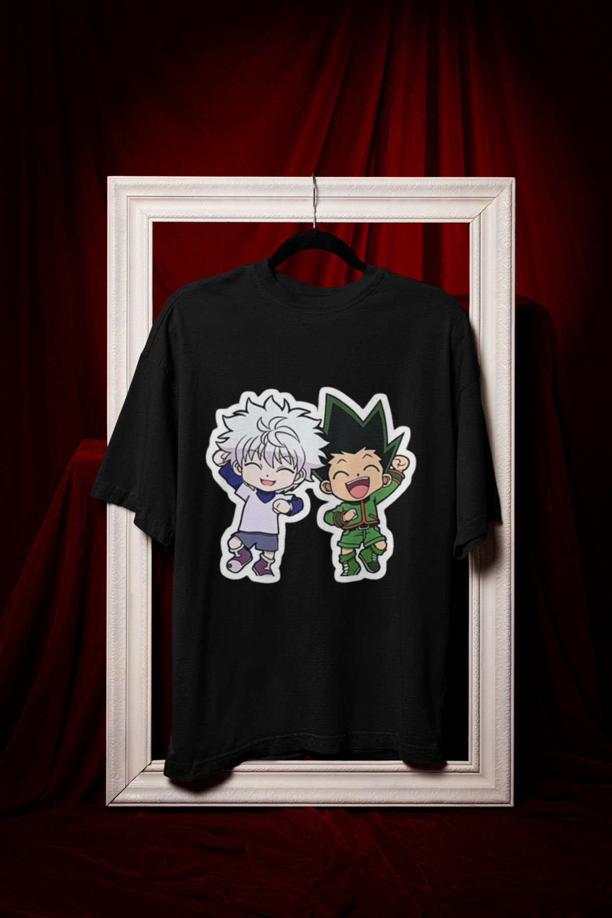 MAGORS GÜLEN ANIMELER BASKILI BİSİKLET YAKA PAMUKLU OVERSIZE KALIP KISA KOLLU UNISEX TSHIRT