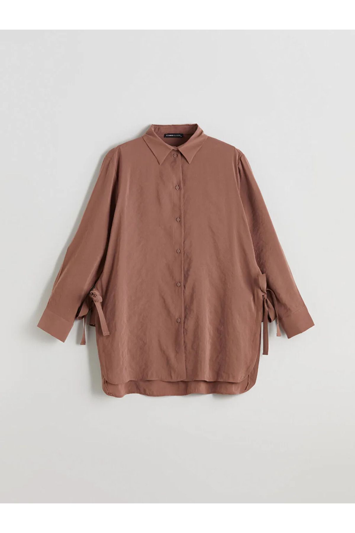 LC Waikiki LCWAIKIKI Classic Kahverengi Oversize Modal Karışımlı Kadın Gömlek Tunik
