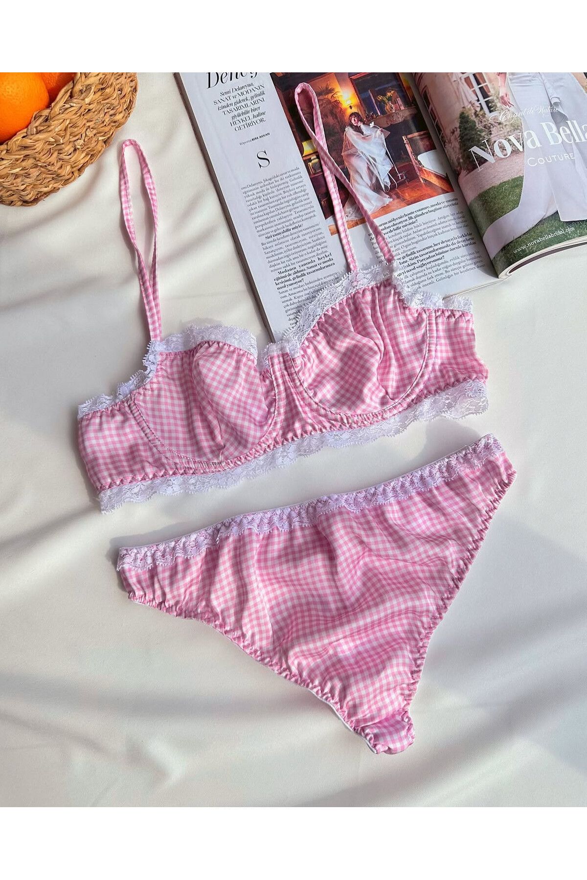 BLUE AVCI LINGERIE PİNTEREST MODEL SÜTYEN TAKIMI PEMBE