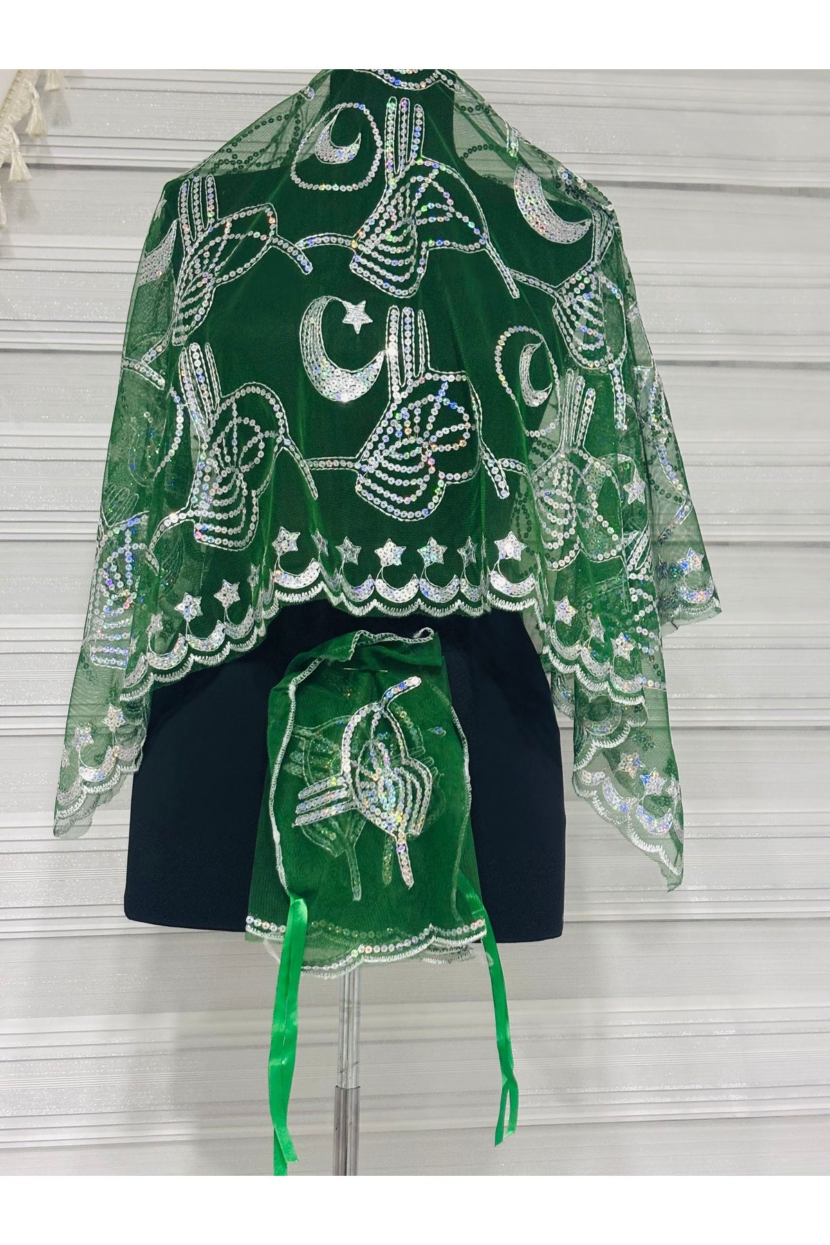 Muensu Ayyıldız Damat, Asker Duvak, Sırt Örtüsü, Yeşil Duvak Örtü 993