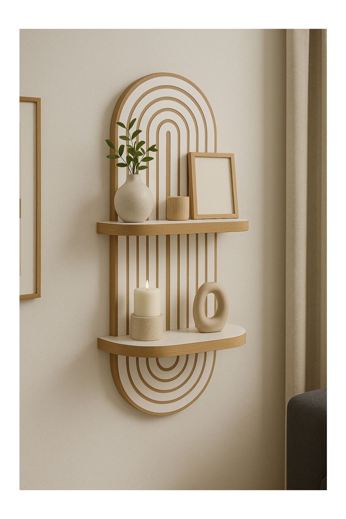 DMDeco Arya Dekoratif Duvar Rafı Balkon Dekor Rafı Mdf Beyaz 70*20 cm