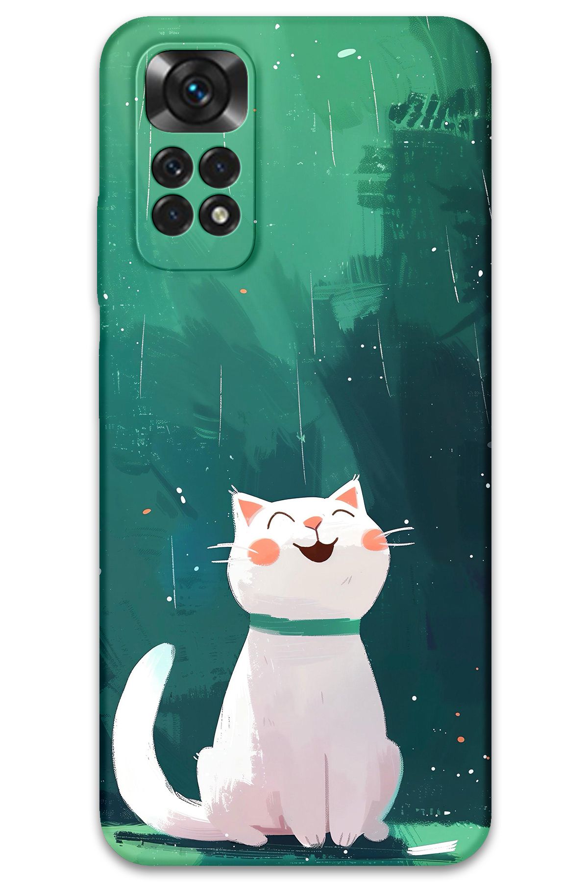 Gramaphone Xiaomi Redmi Note 11 Uyumlu Kedi Desenli Telefon Kılıfı + Ekran Koruyucu - 5781