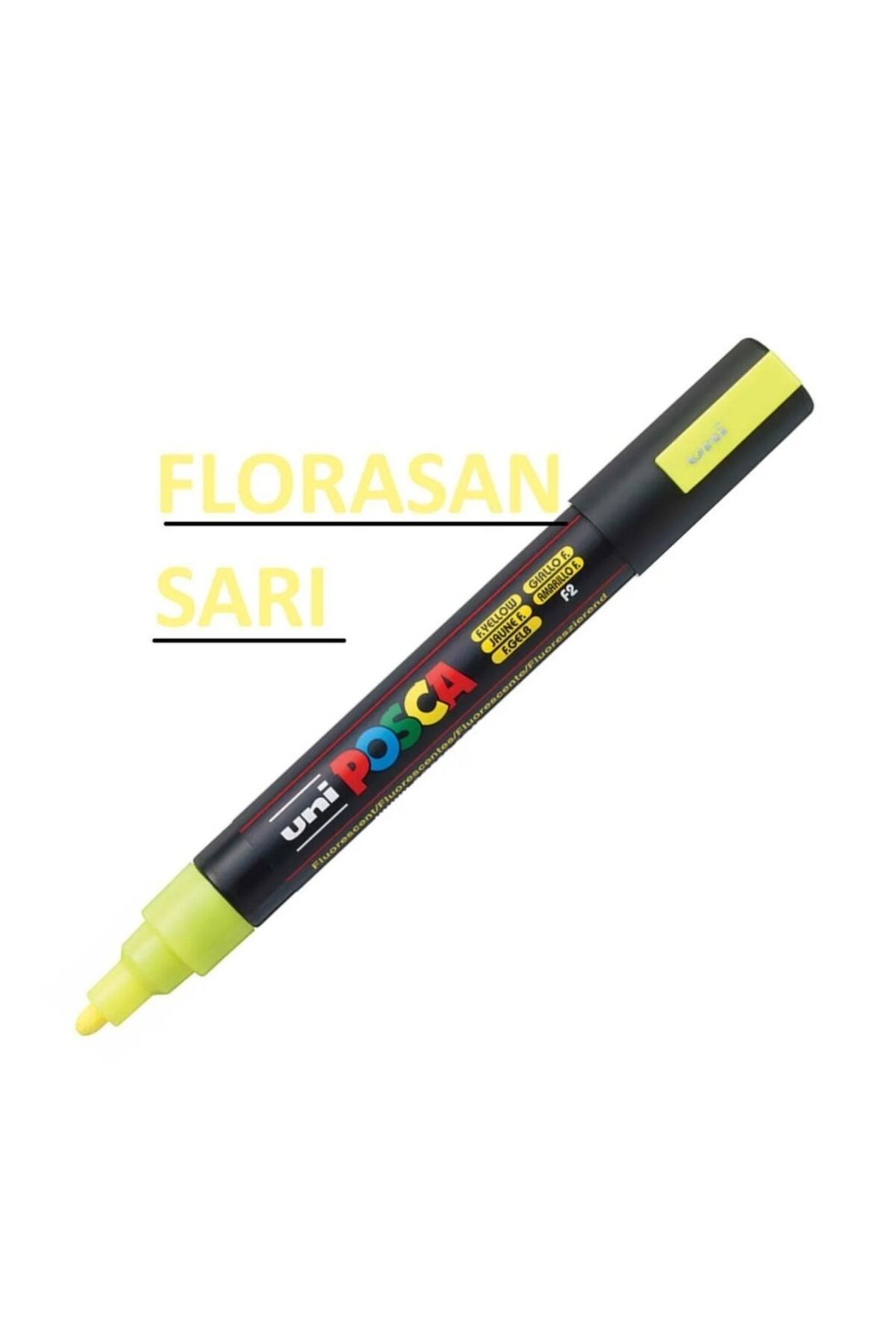 Uni Posca Posca Akrilik Marker Pc-5m (1.8-2.5MM) Fosforlu Sarı