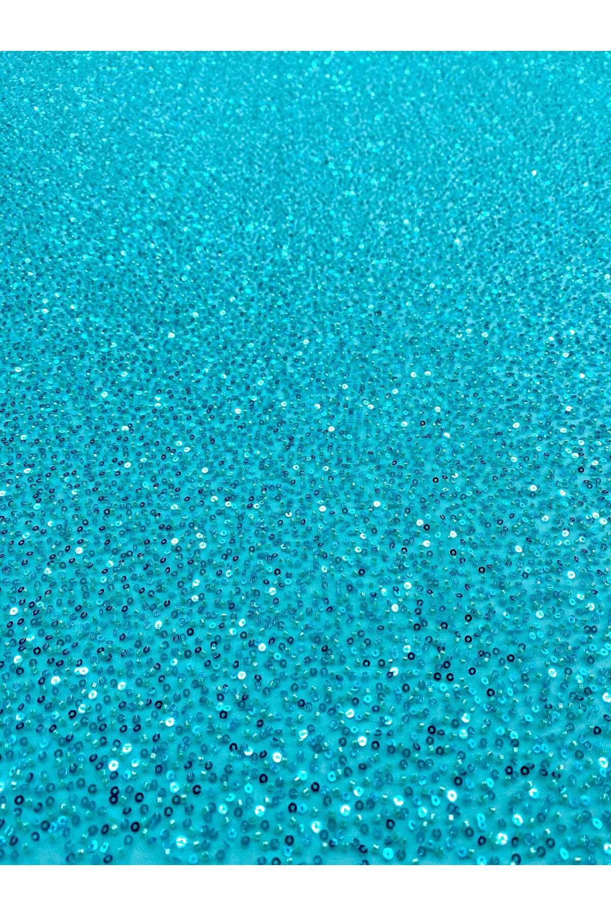 Luxuro-Turquoise Couture Lace with General Pattern, with Beads and Sequins 2